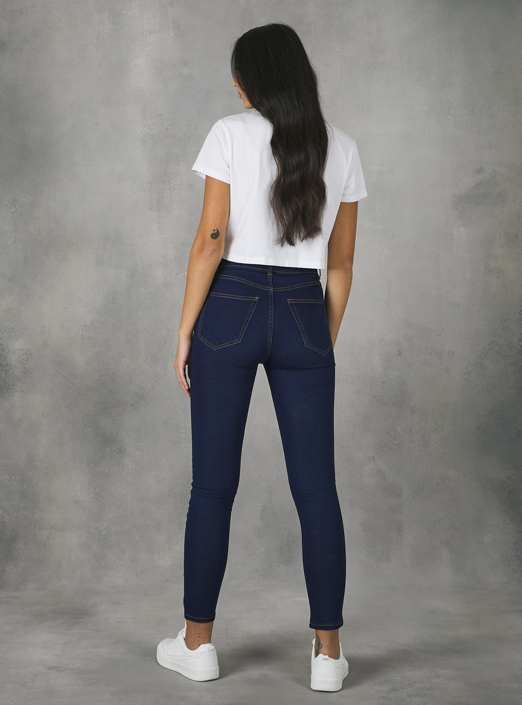 Vaqueros skinny fit de talle alto, D002 MEDIUM DARK BLUE