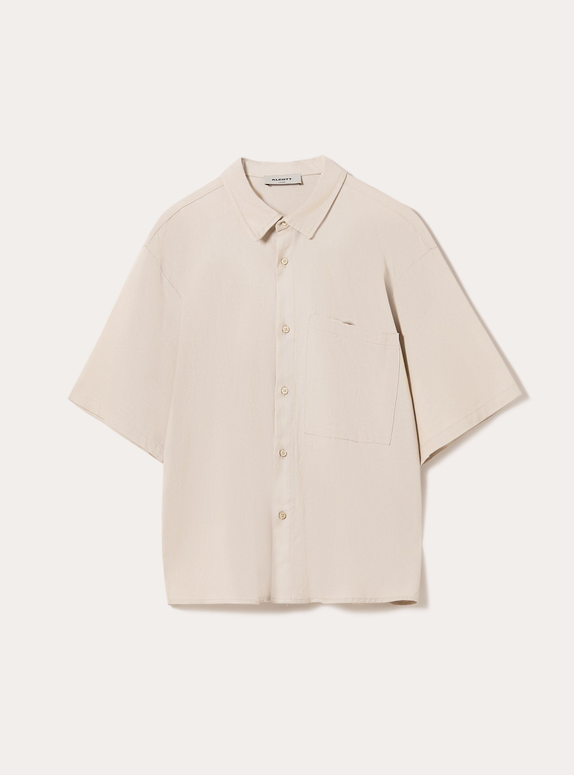 Chemise en lin m&eacute;lang&eacute; avec poche poitrine, BG2 BEIGE MEDIUM