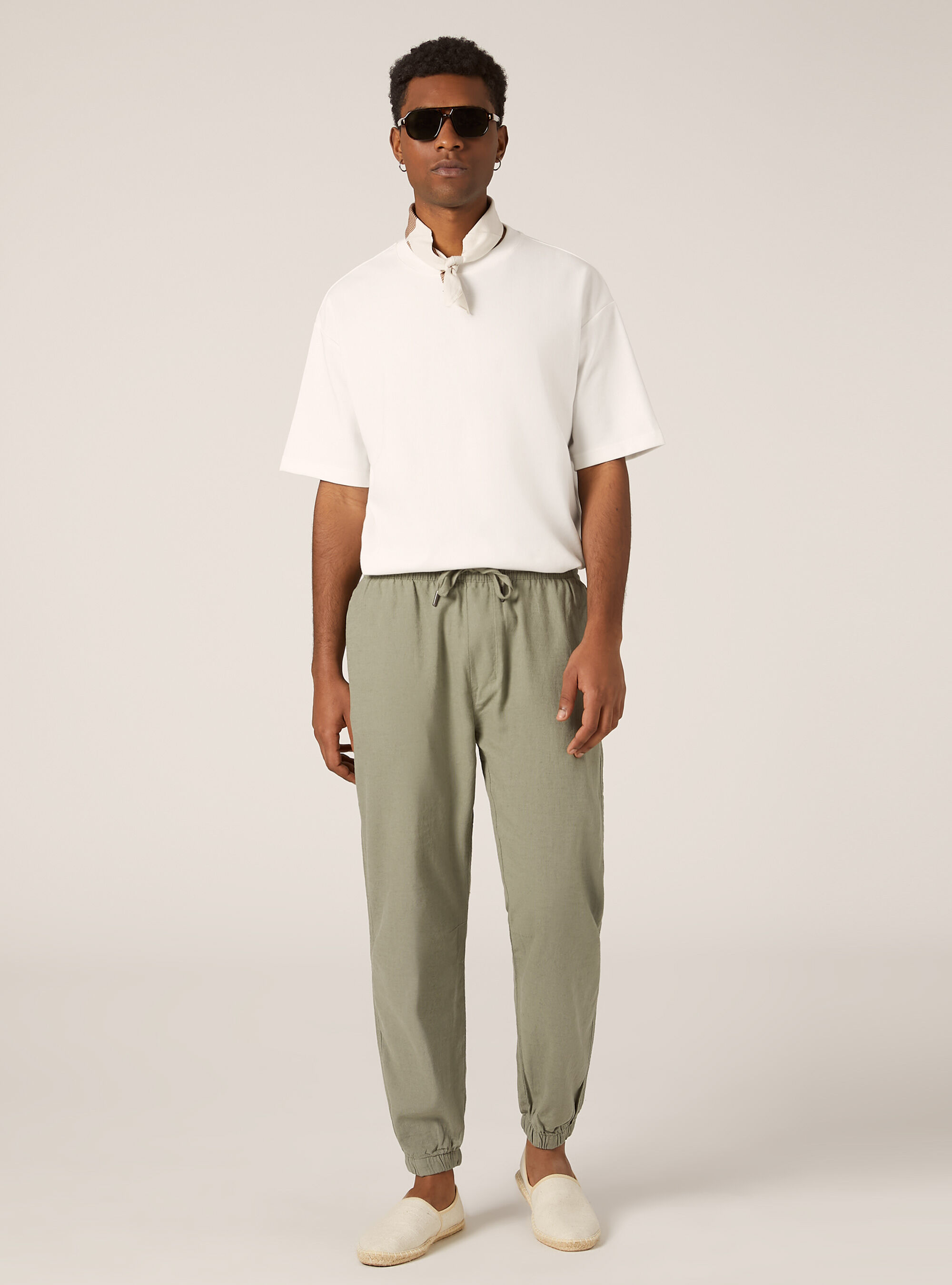 Pantal&oacute;n jogger en mezcla de lino, KY2 KAKY MEDIUM