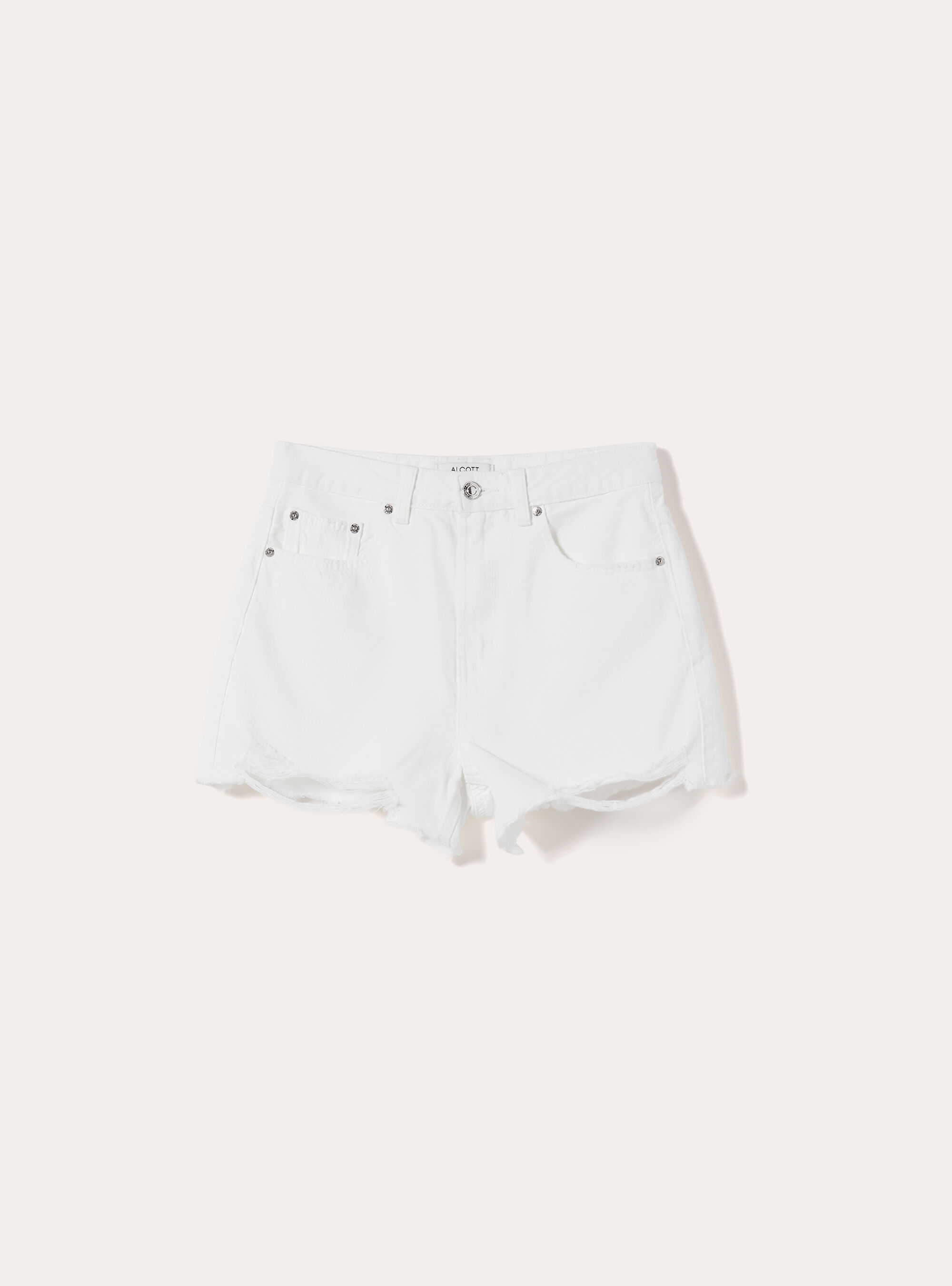 Shorts in denim con rotture, D099 WHITE