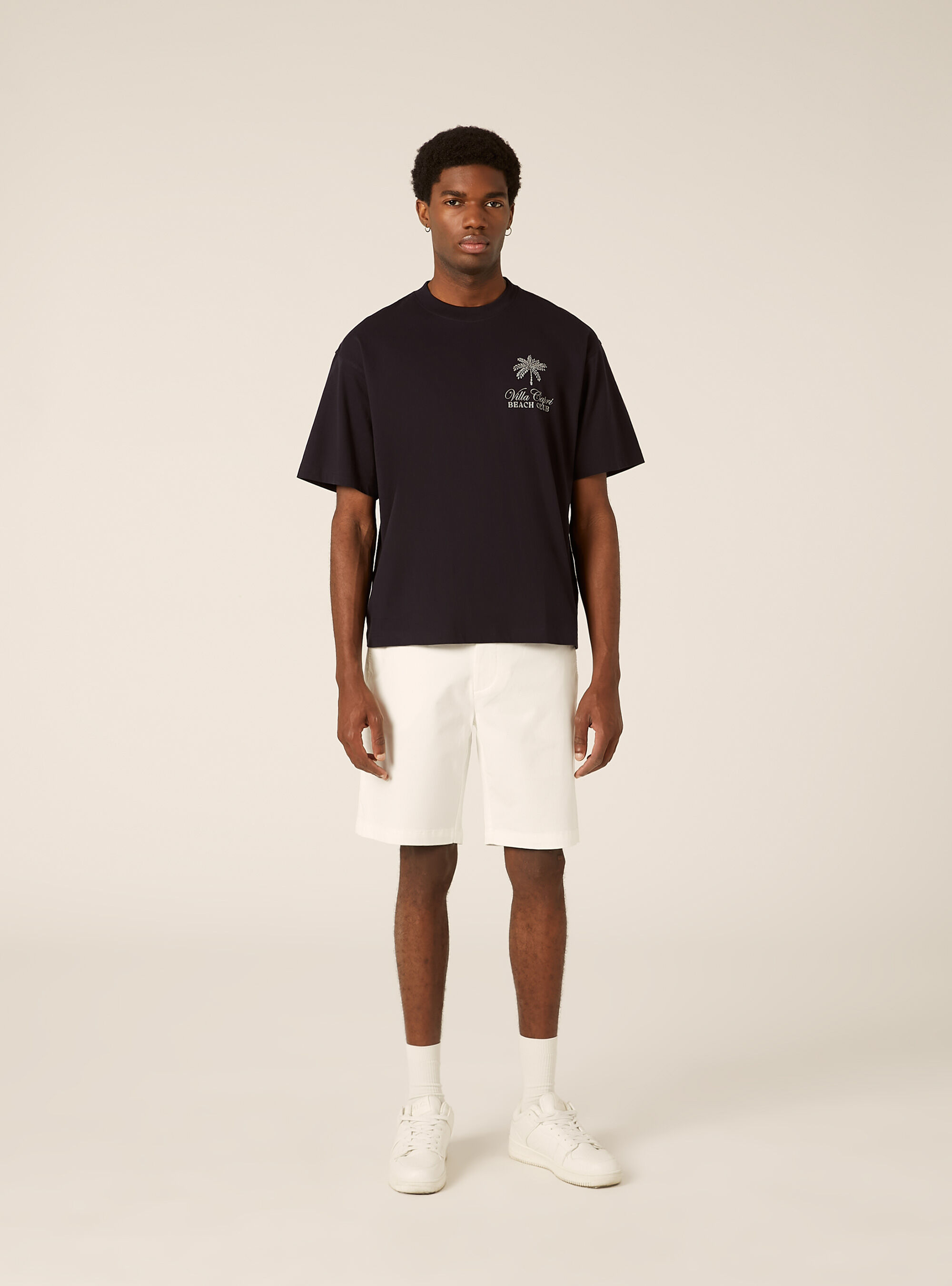 T-shirt boxy fit con stampa villa capri, NA2 NAVY MEDIUM