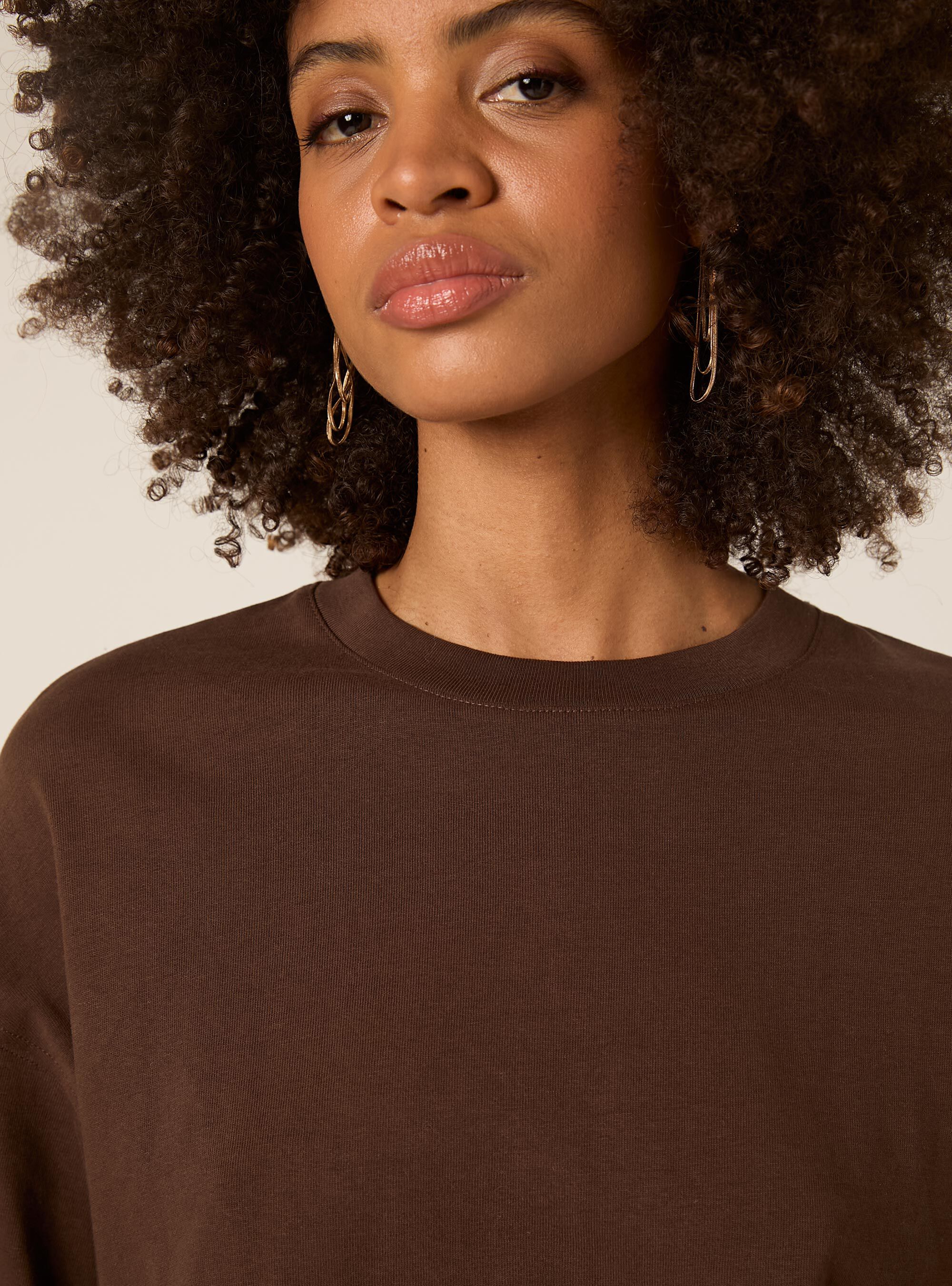 Camiseta b&aacute;sica de corte cuadrado, BR2 BROWN MEDIUM