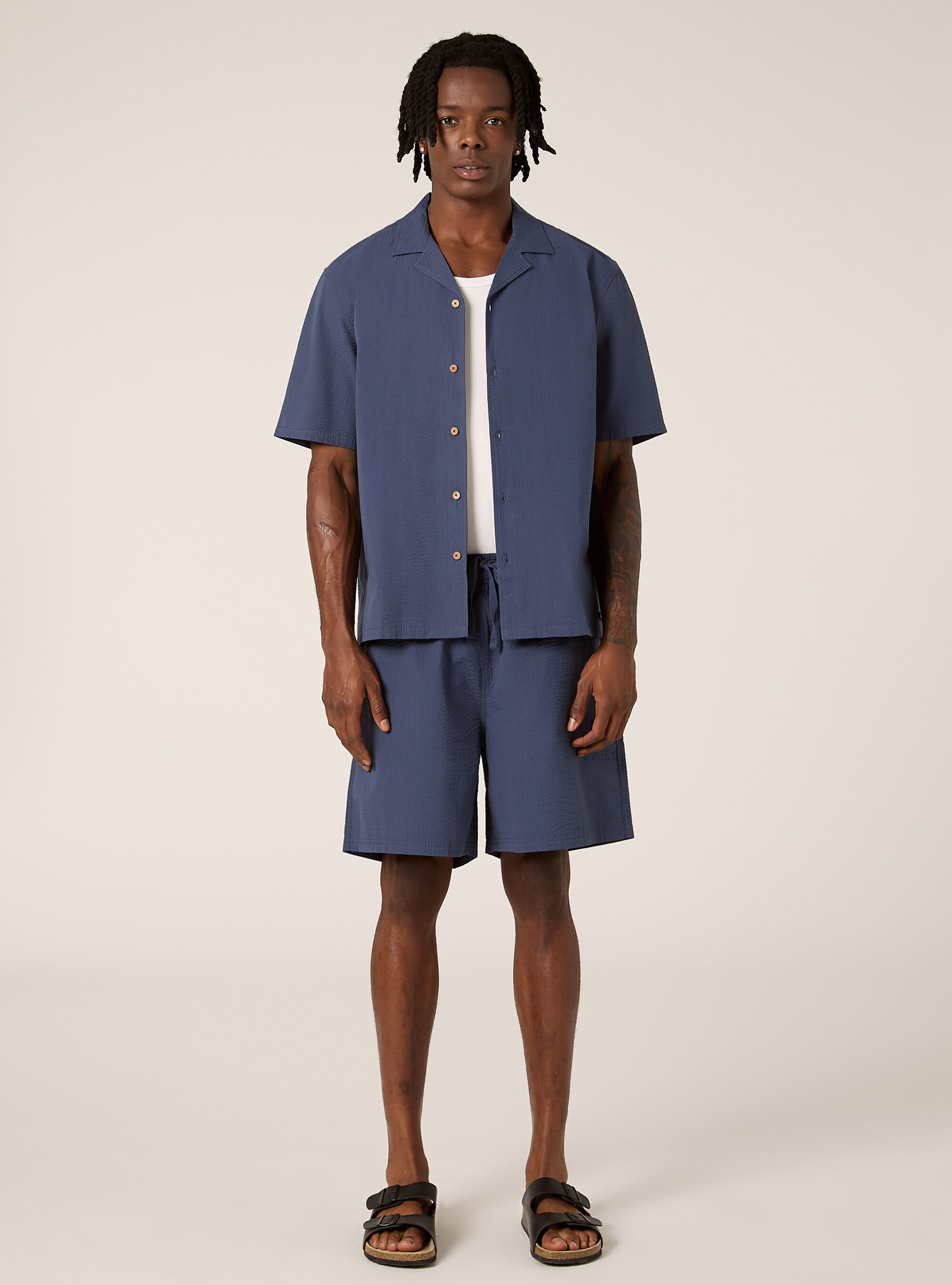 Seersucker shirt, BL3 BLUE LIGHT