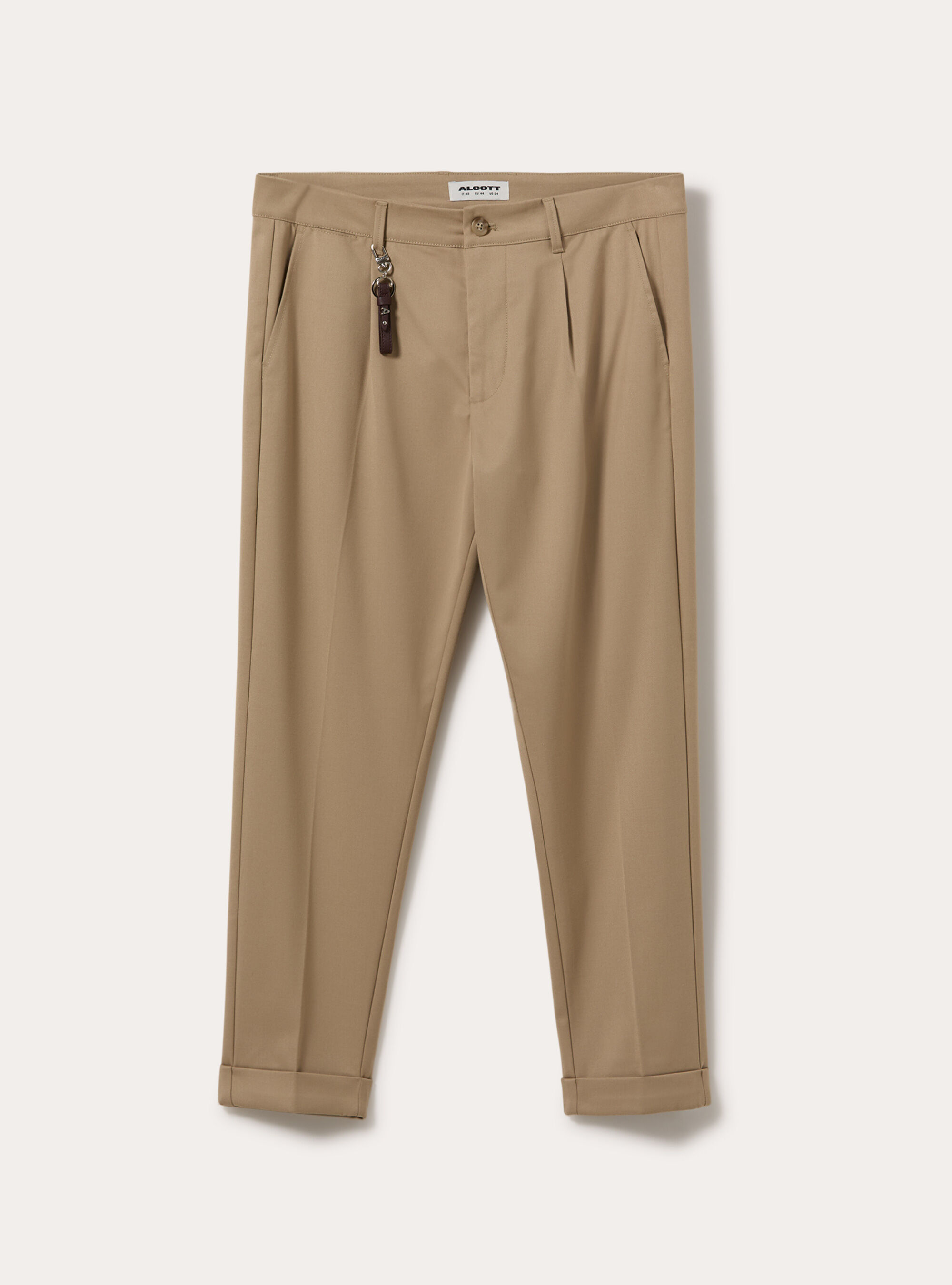 Tailored trousers with pleats and charm detail, BG2 BEIGE MEDIUM