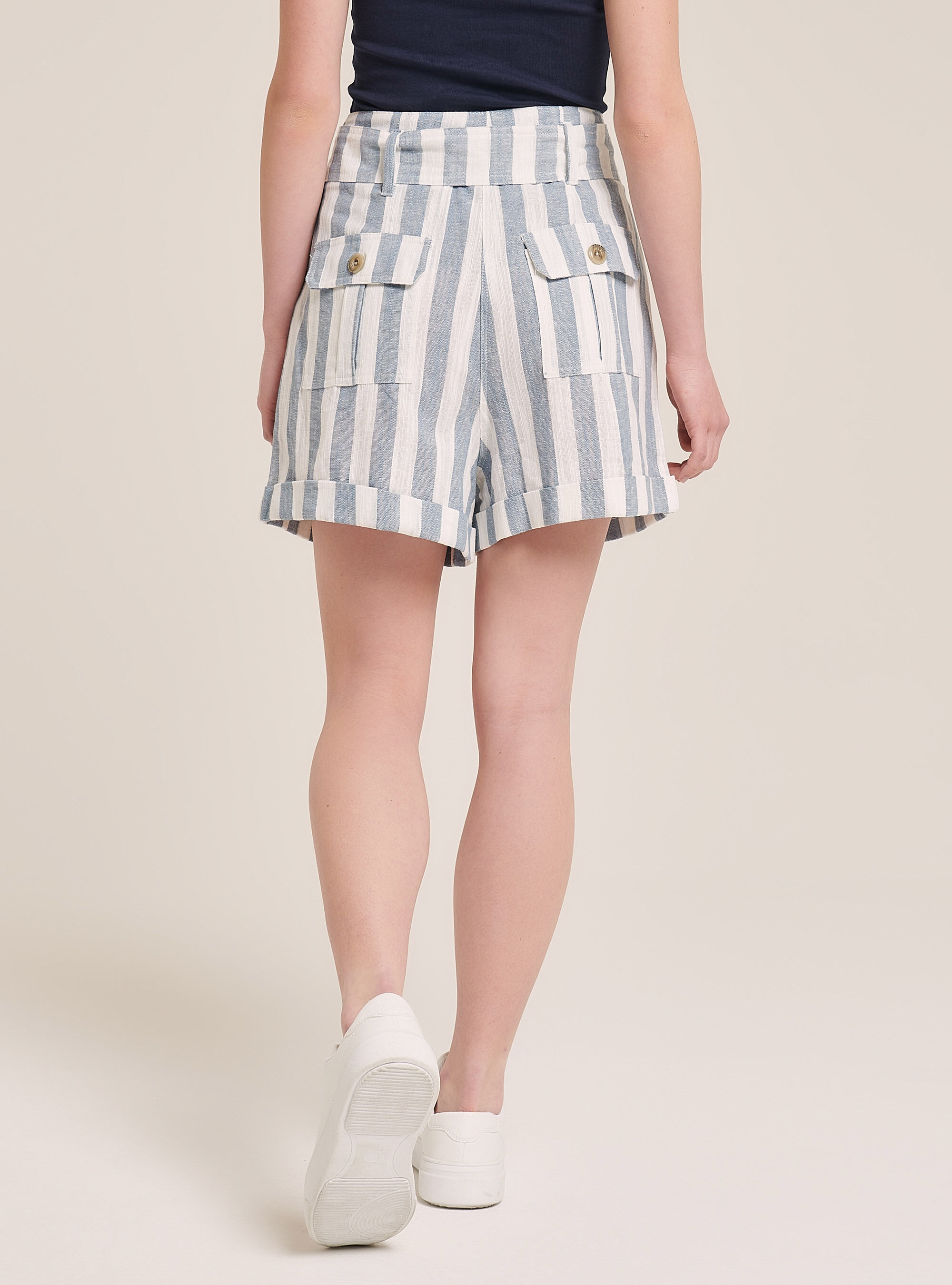 Shorts aus Leinenmischung mit Bund, C177 AZZURRE