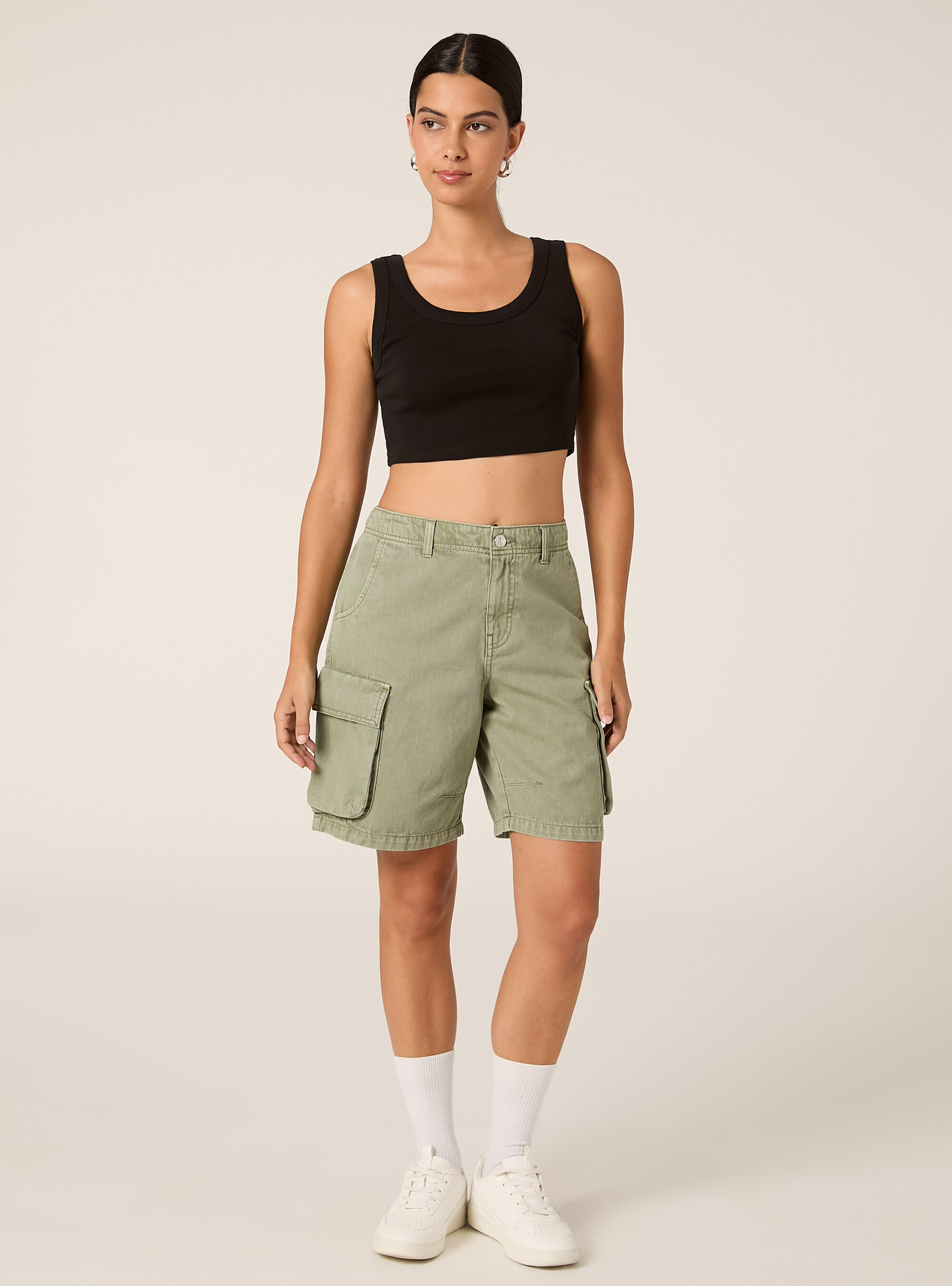 Twill cargo bermuda shorts, KY2 KAKY MEDIUM