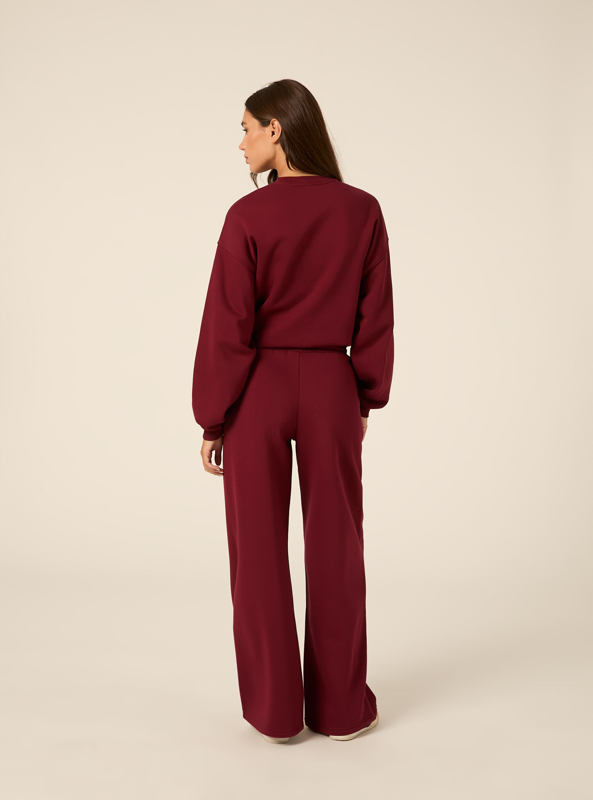 Pantaloni wide leg licenza harvard, BORDEAUX SCURO
