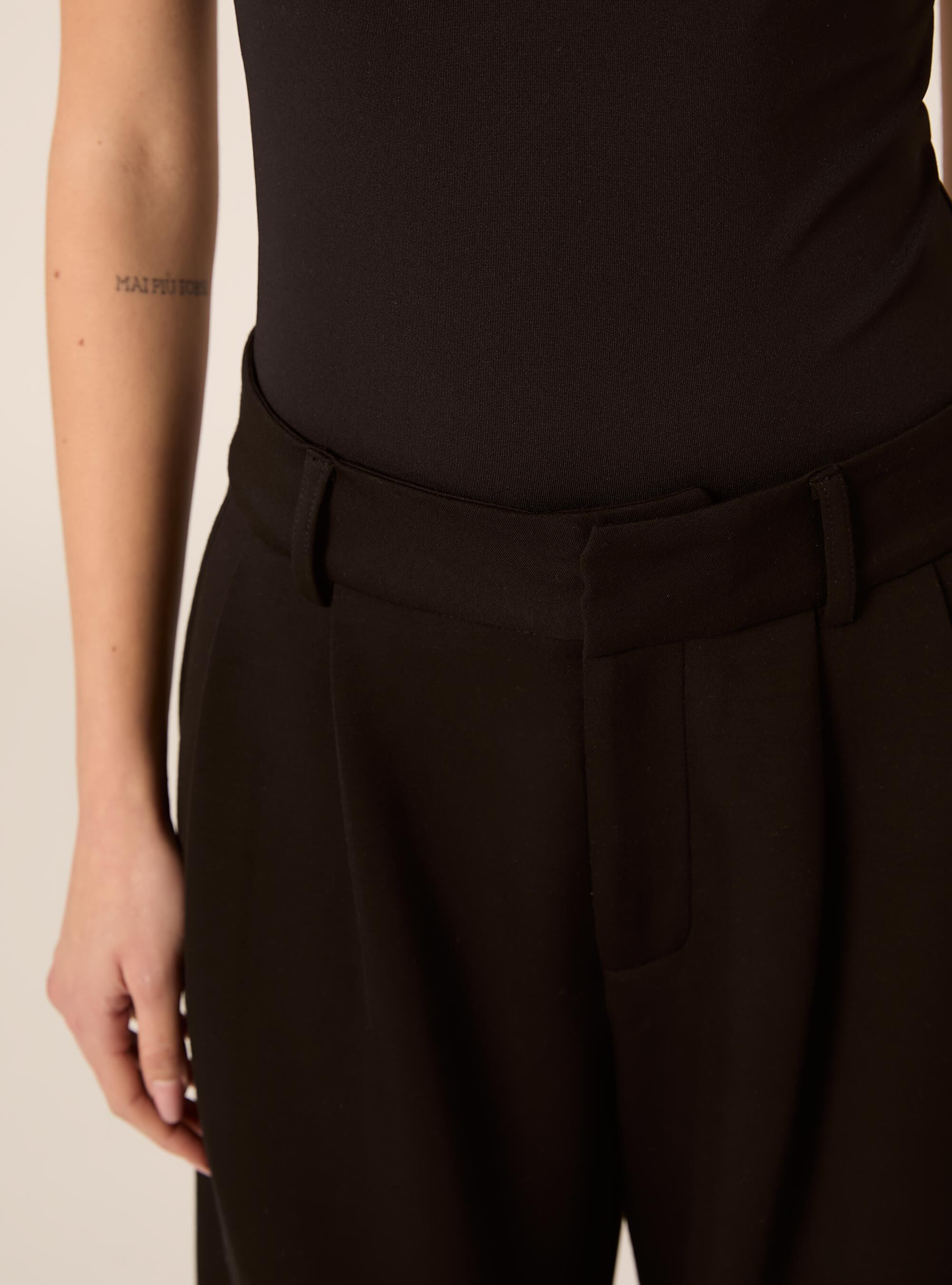 Pantalon large &agrave; toucher doux, BK1 BLACK