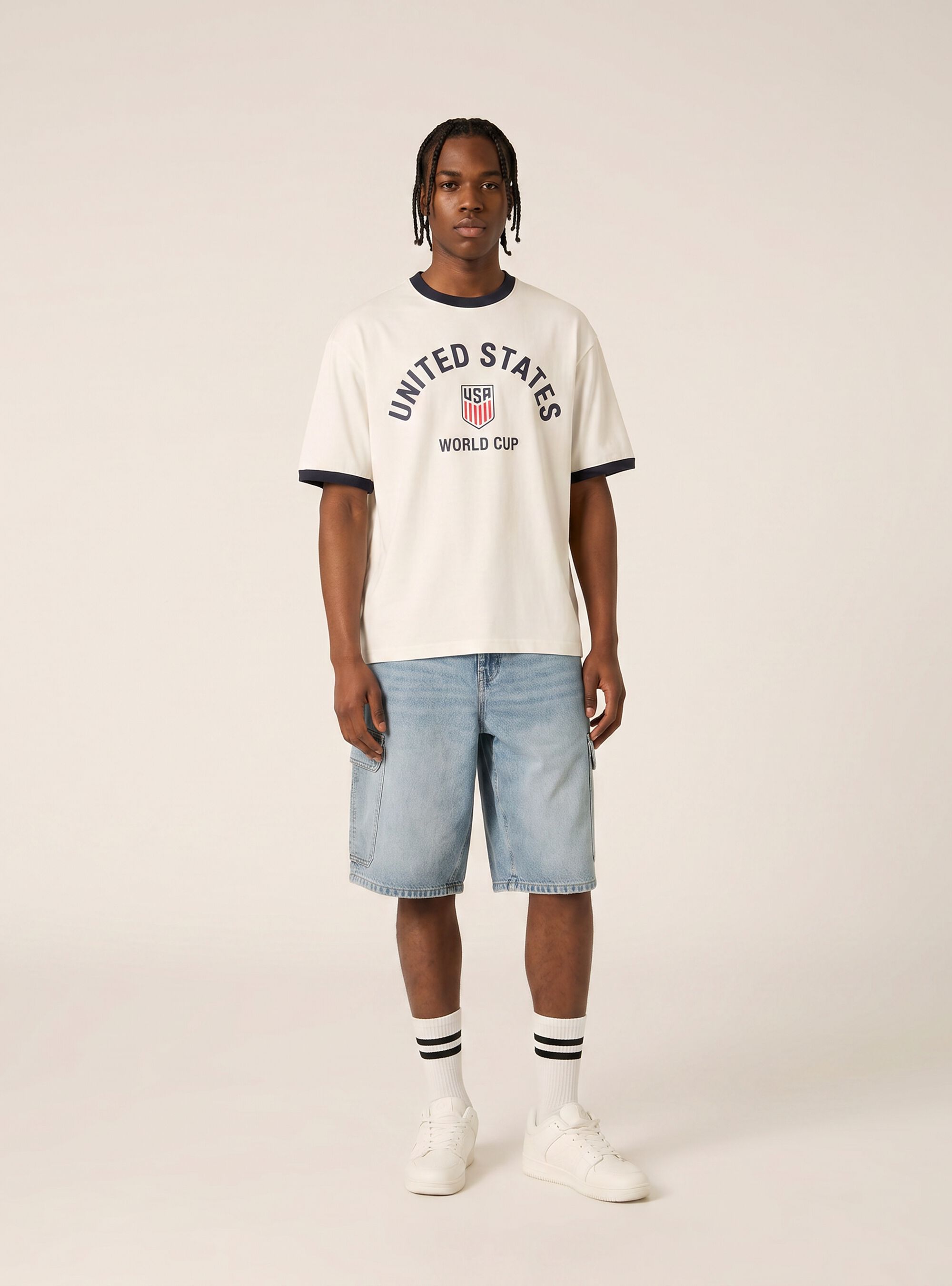 T-shirt boxy fit con stampa mondiali