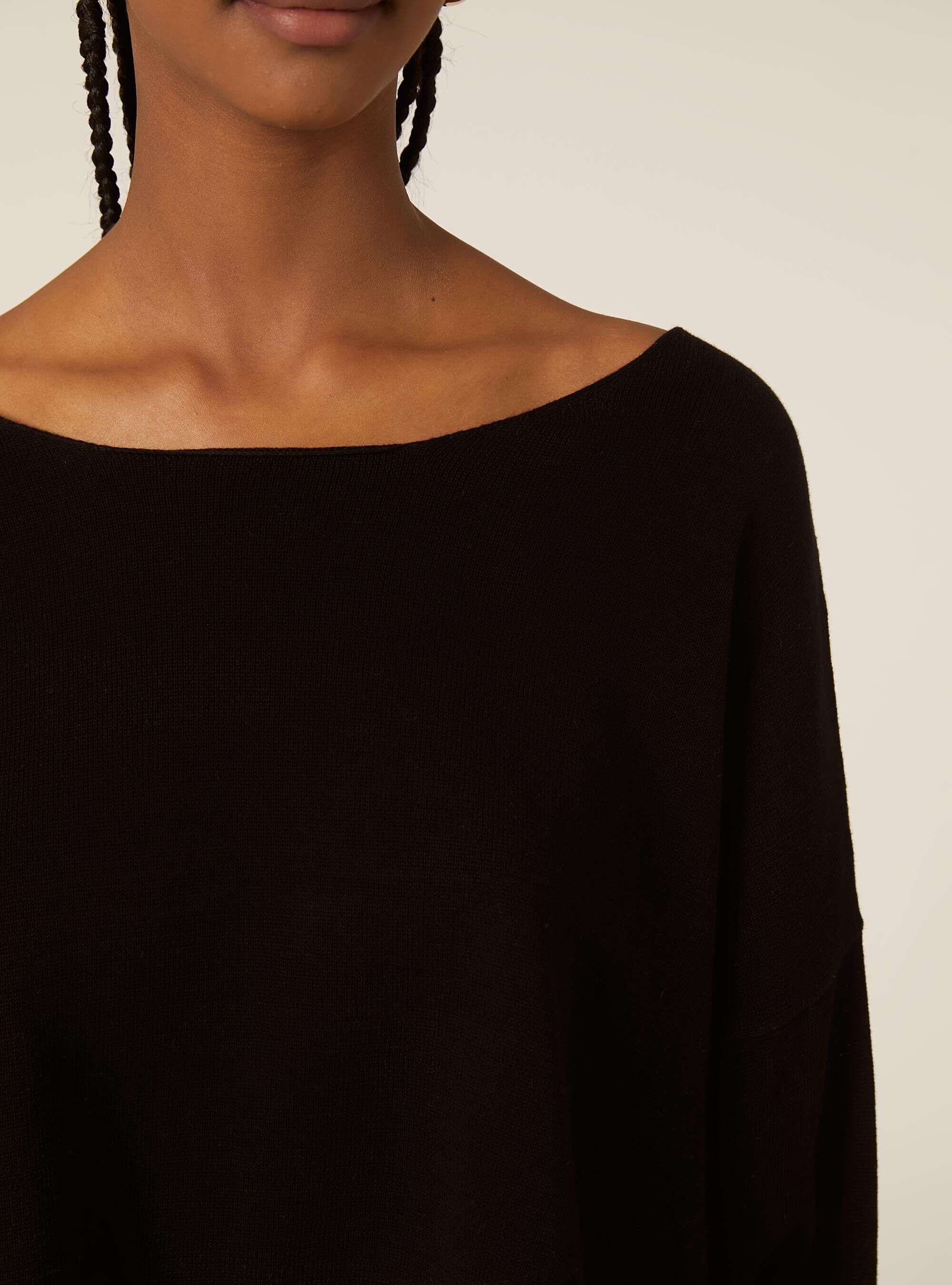 Pull &agrave; encolure bateau en coton doux, BK1 BLACK