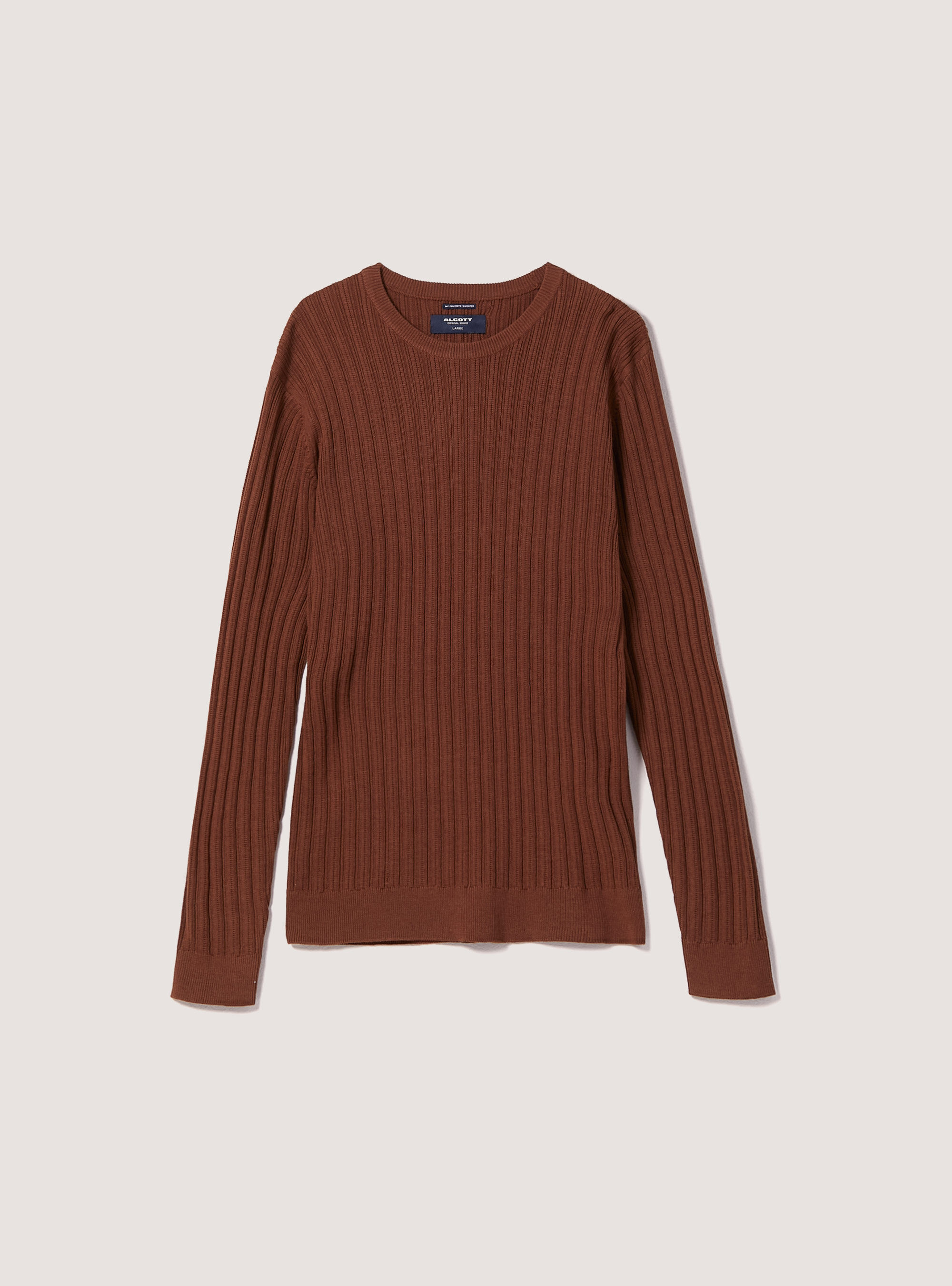 Jersey de cuello redondo con textura, TB1 TOBACCO DARK