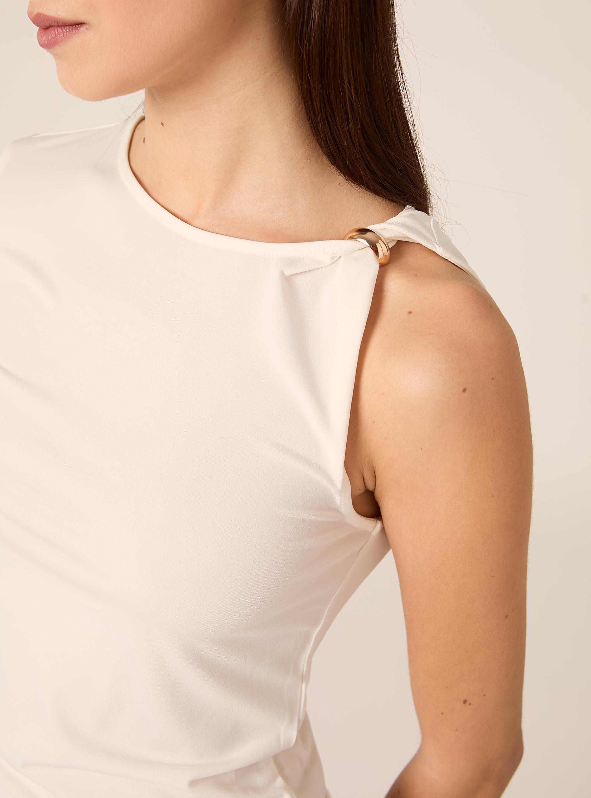 T-shirt monospalla con dettaglio, WH2 WHITE