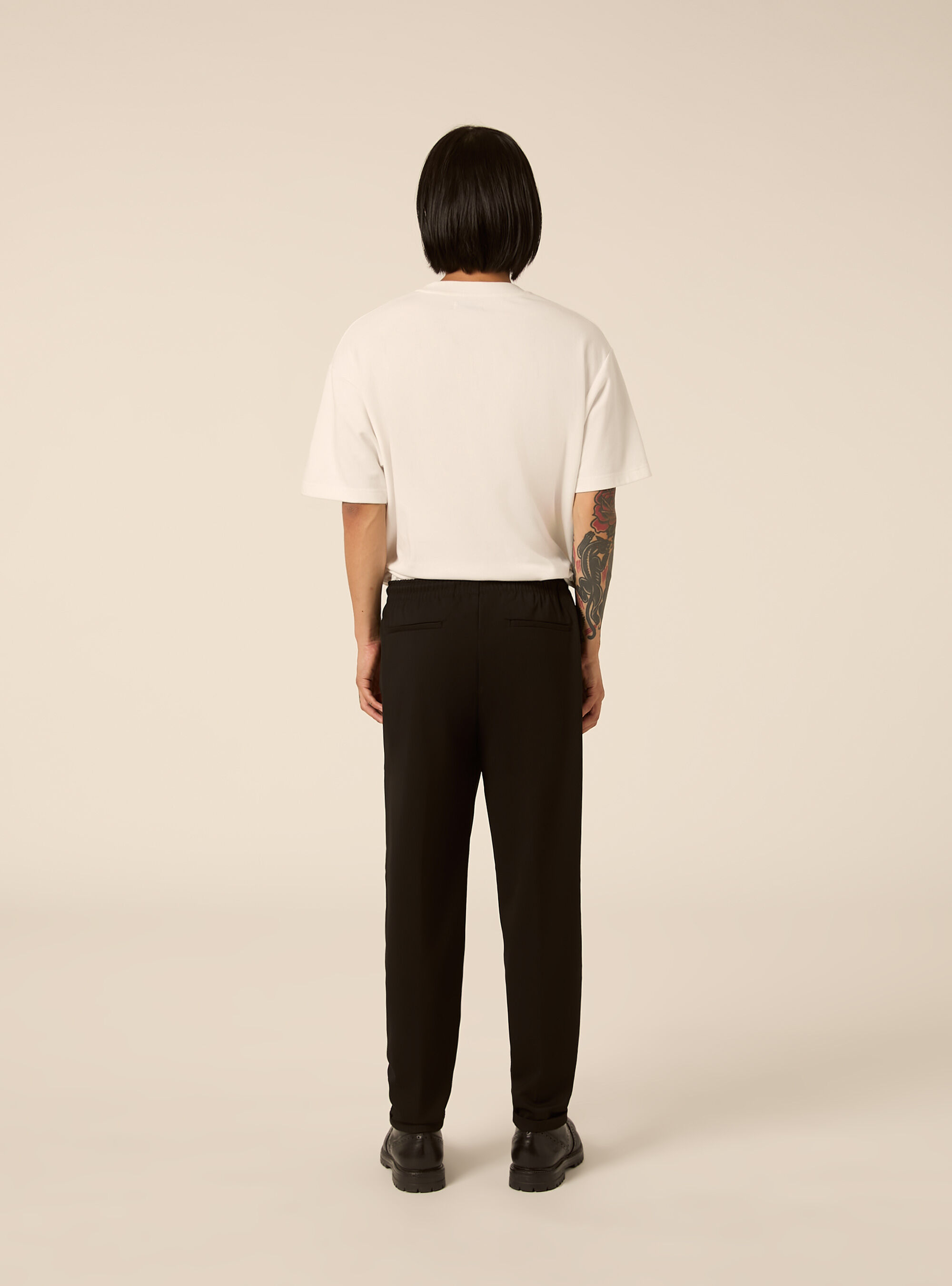 Tailored jogger trousers with elasticated drawstring waist, BK1 BLACK