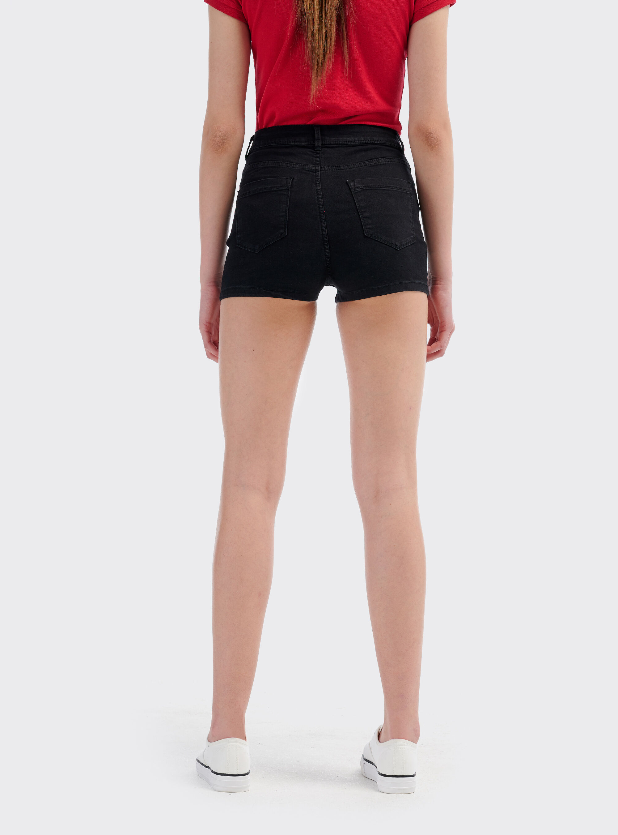 Shorts in denim super stretch fit, NERO