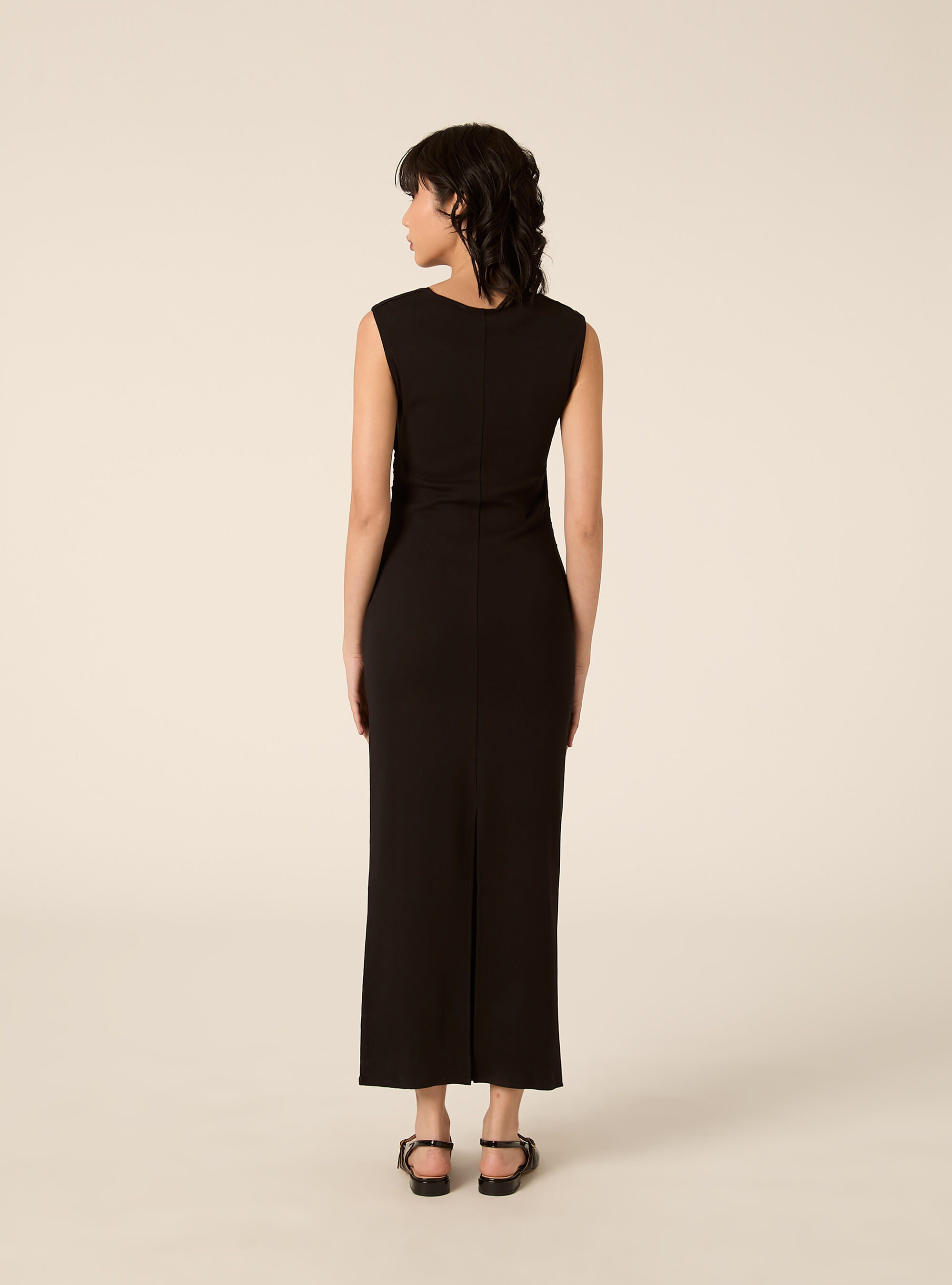 Vestito midi scollo quadrato, BK1 BLACK