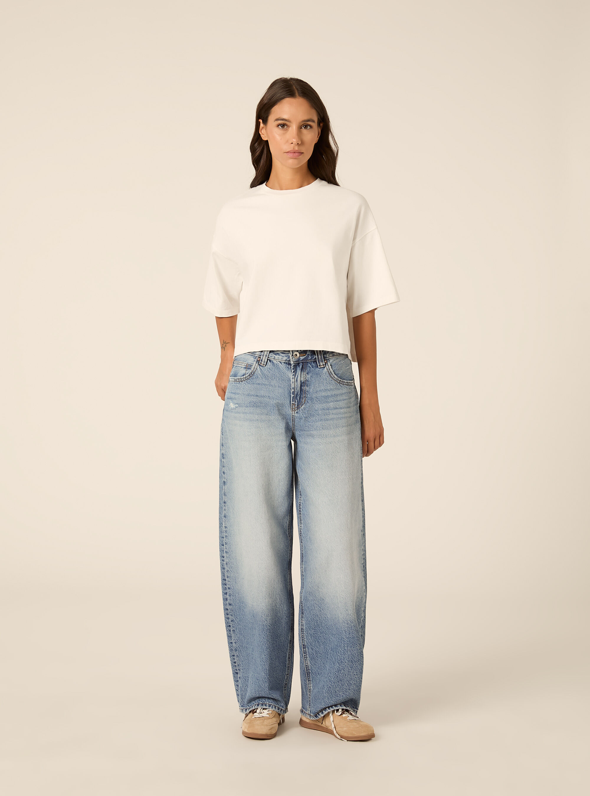 Jean coupe barrel taille haute