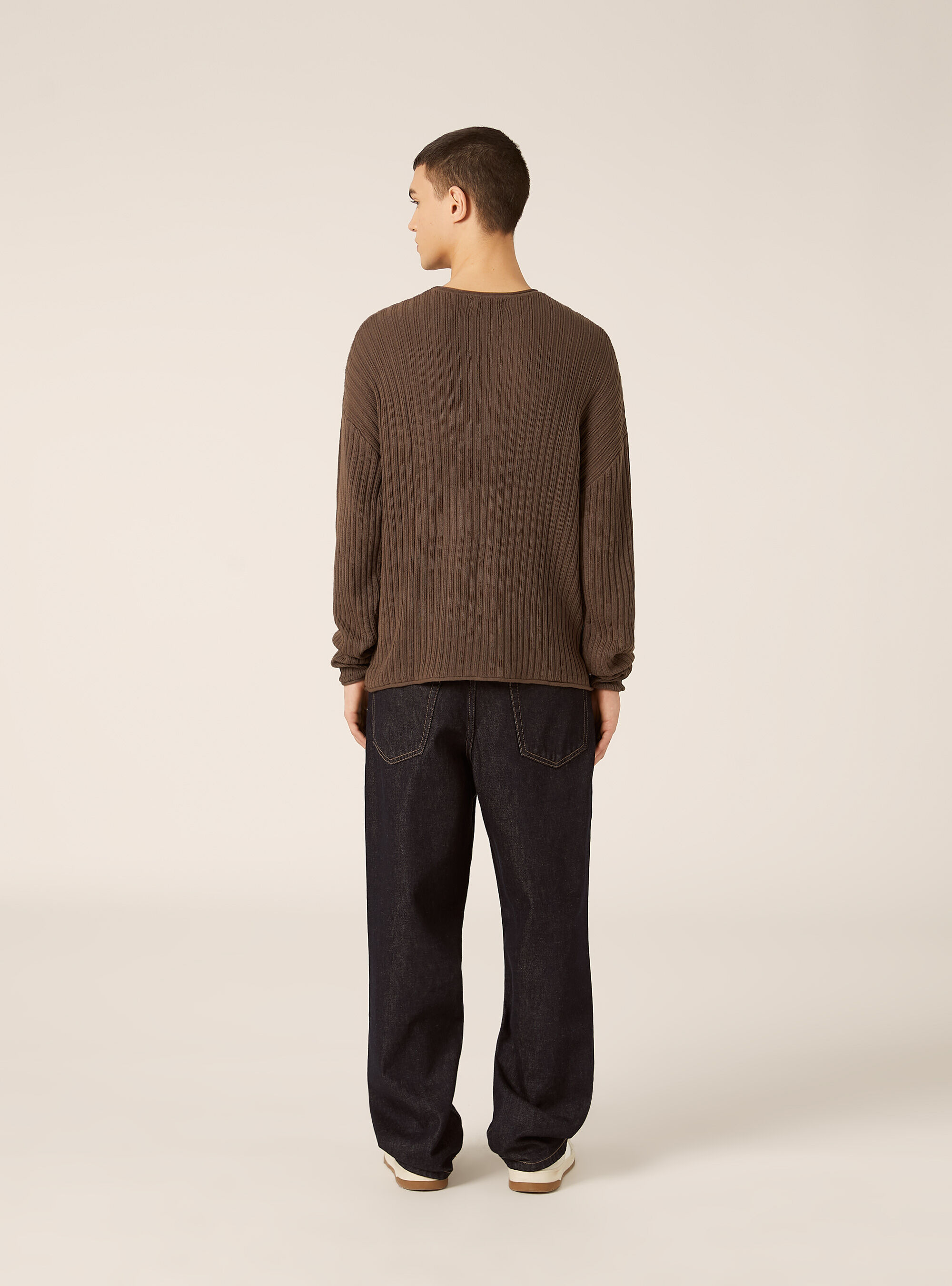 Pullover in misto cotone, BR2 BROWN MEDIUM