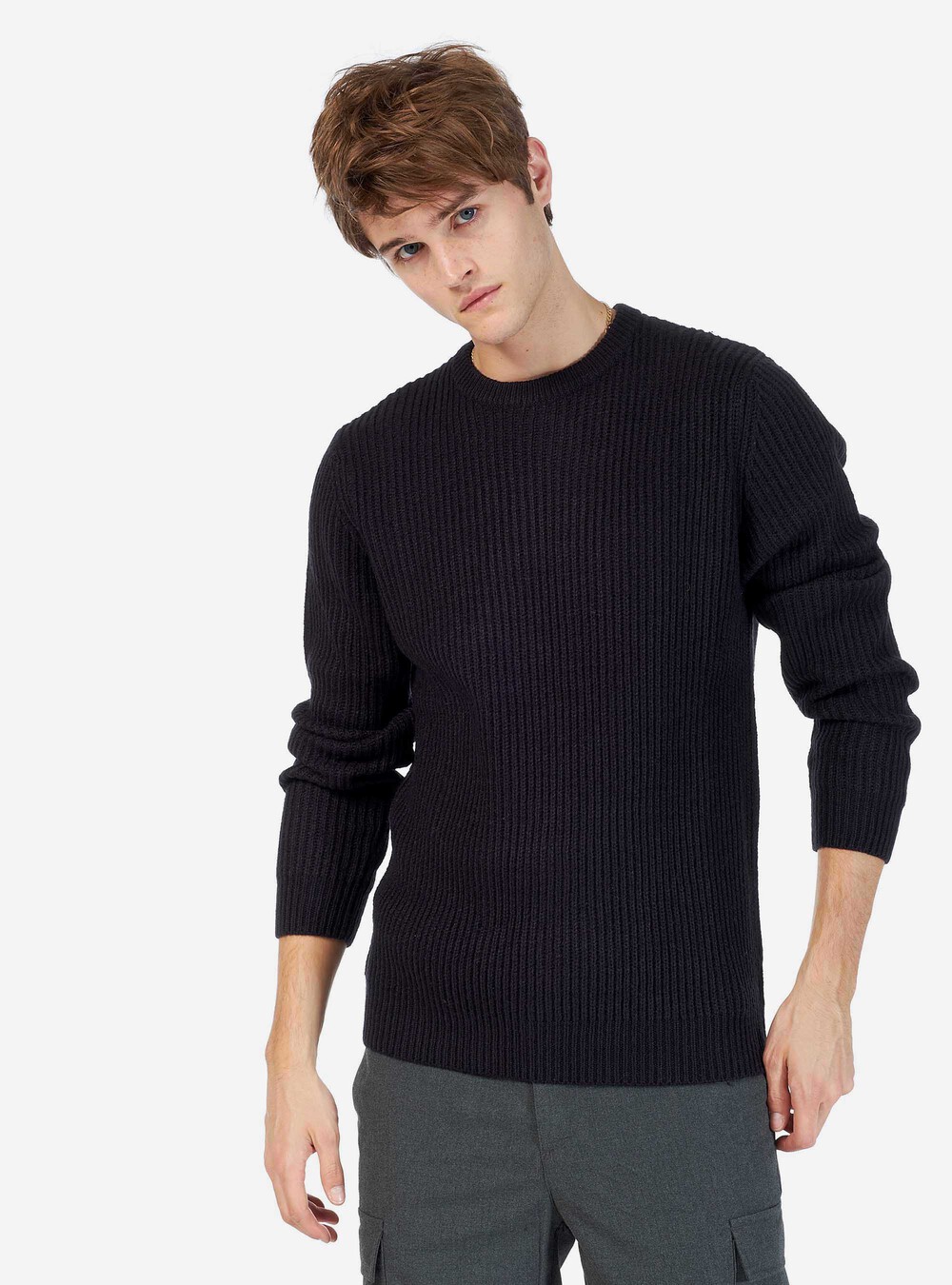 English ribbed pullover in wool blend