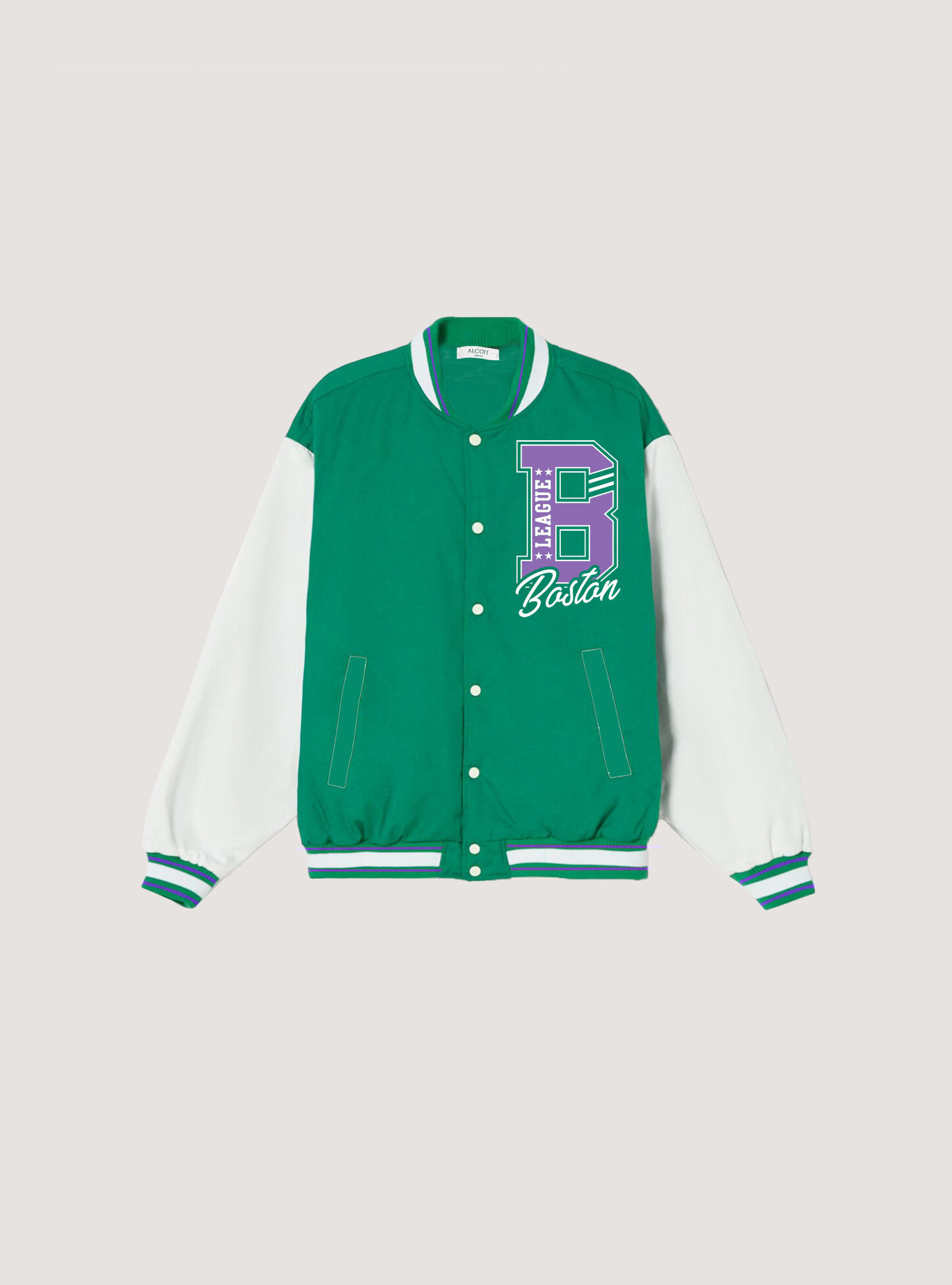 Bomber college con stampa, GN2 MEDIUM GREEN