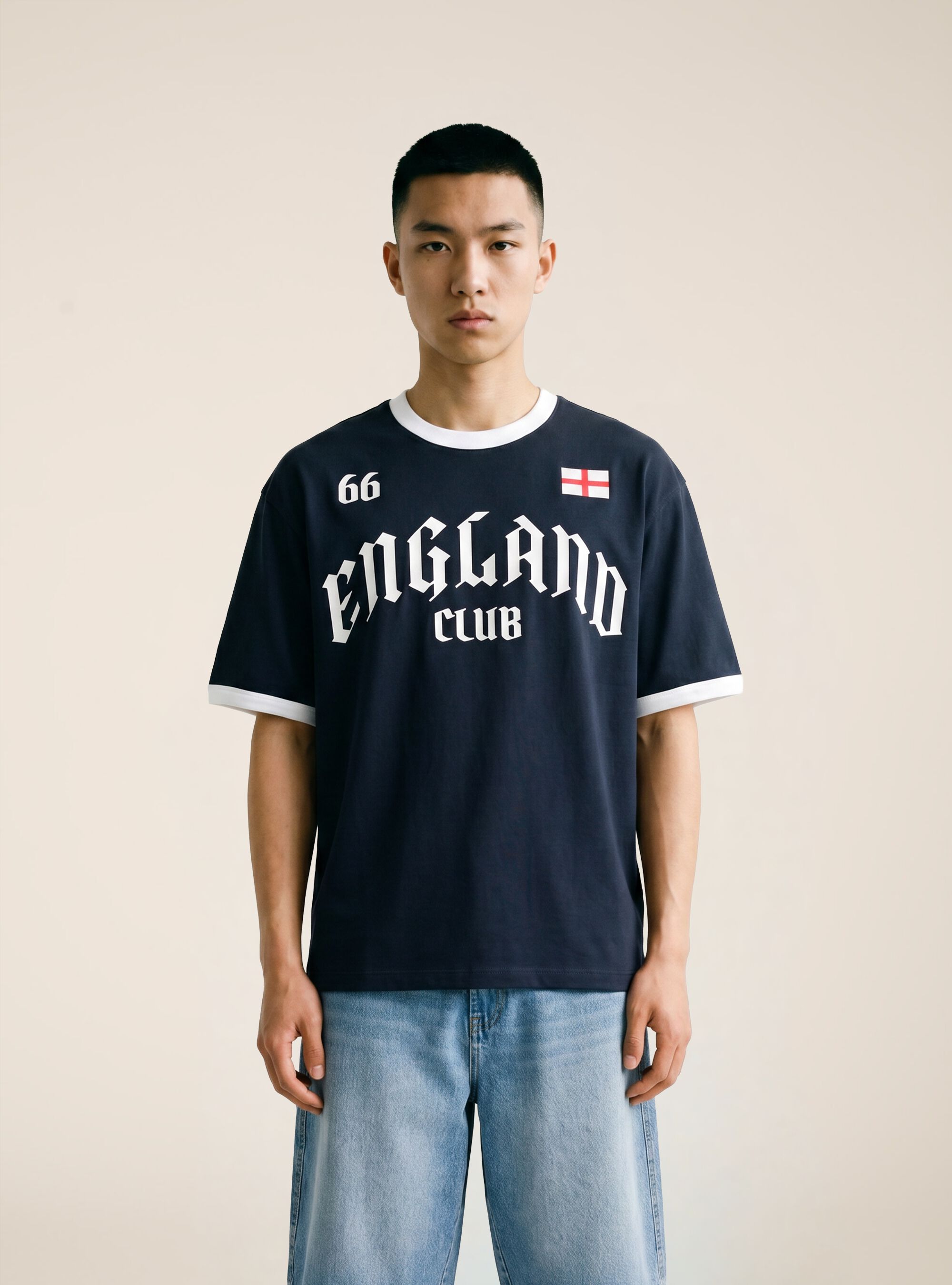 T-shirt boxy fit con stampa mondiali