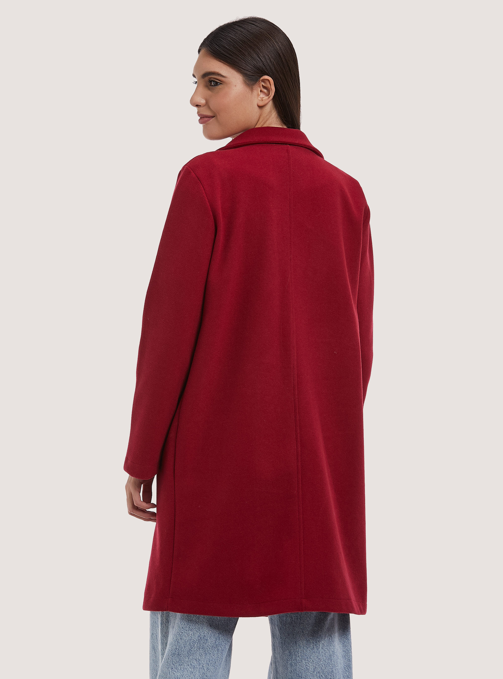 Open gauze knit coat, RD2 RED MEDIUM
