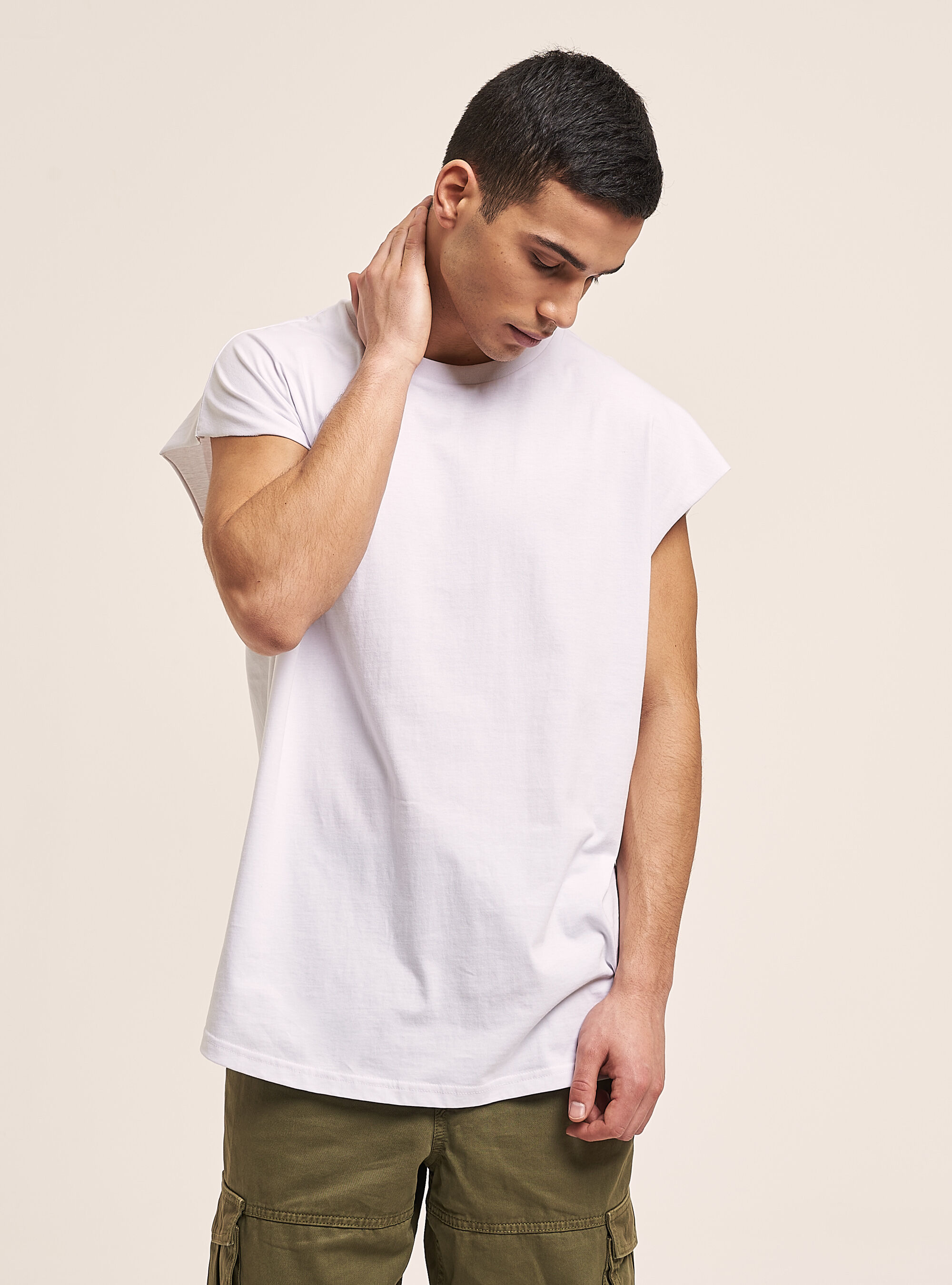 Canotta oversize in cotone, BIANCO