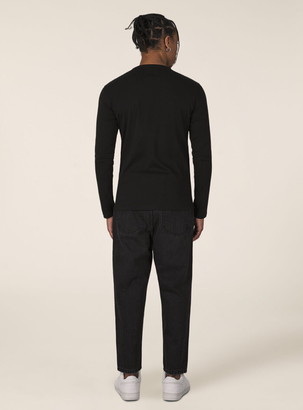 Maglietta a maniche lunghe in cotone, BK1 BLACK