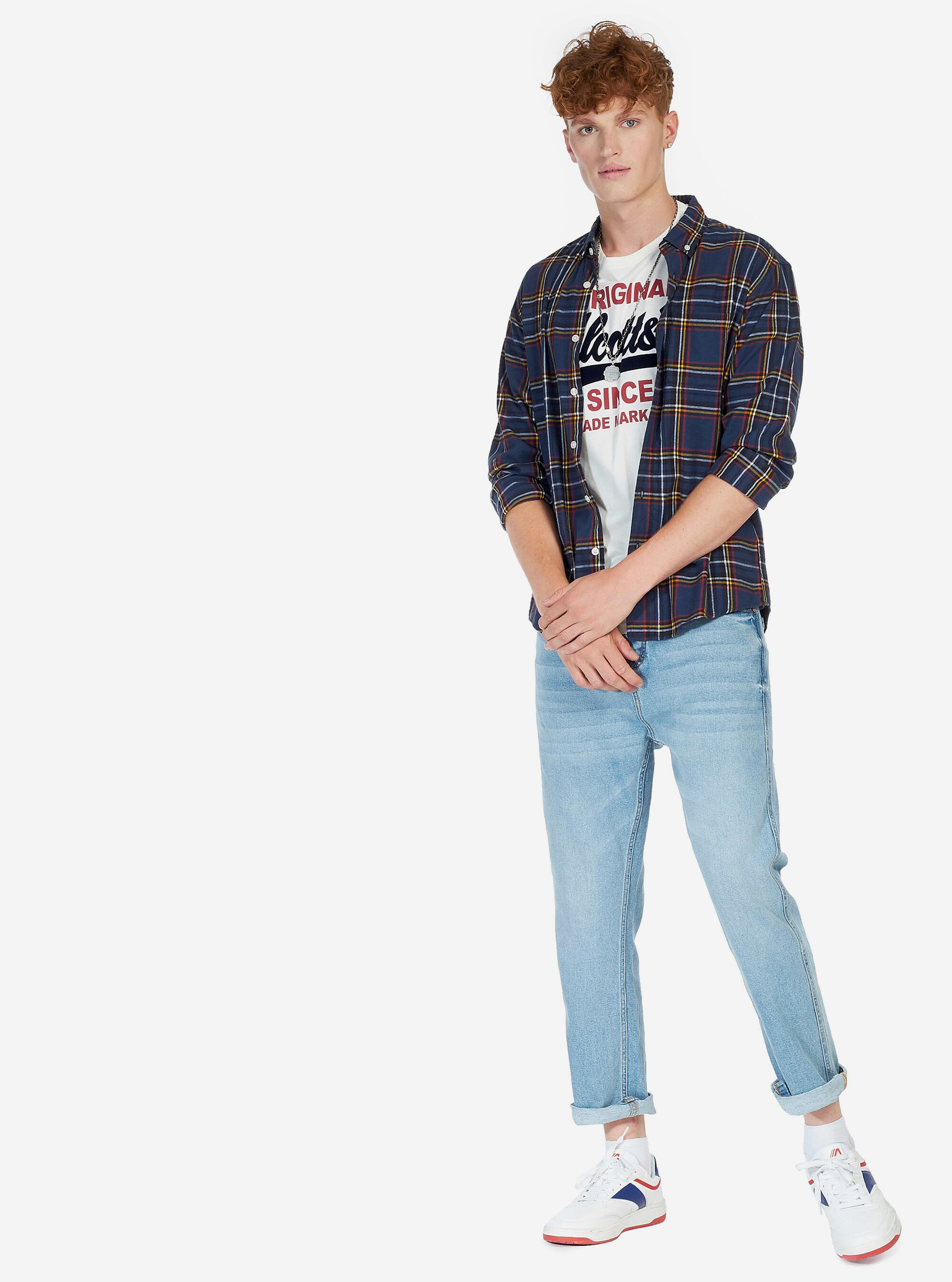 CHECKED SHIRT, BLUE NAVY