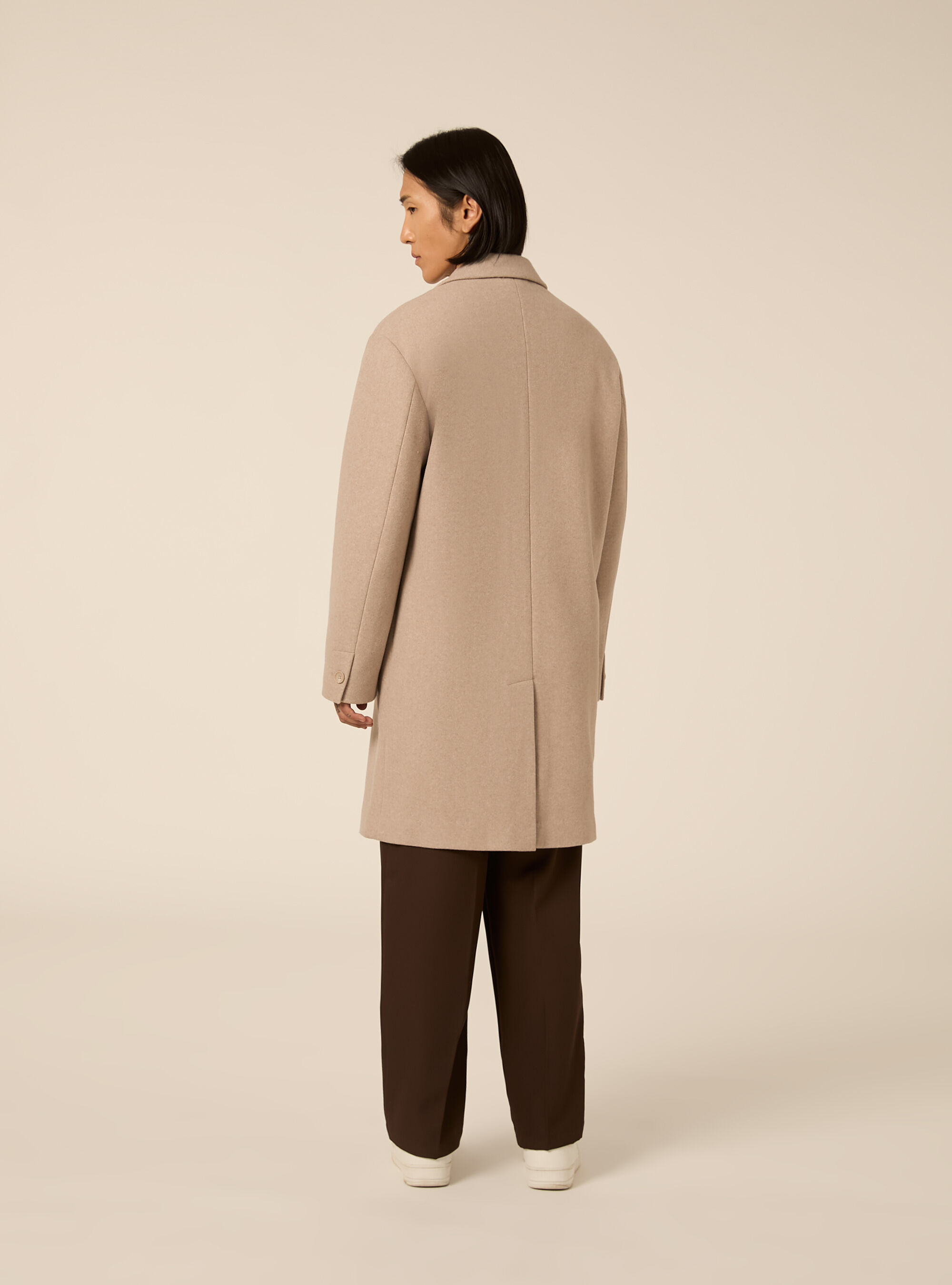 Unlined single breasted coat with lapels, MBG3 BEIGE MEL LIGHT