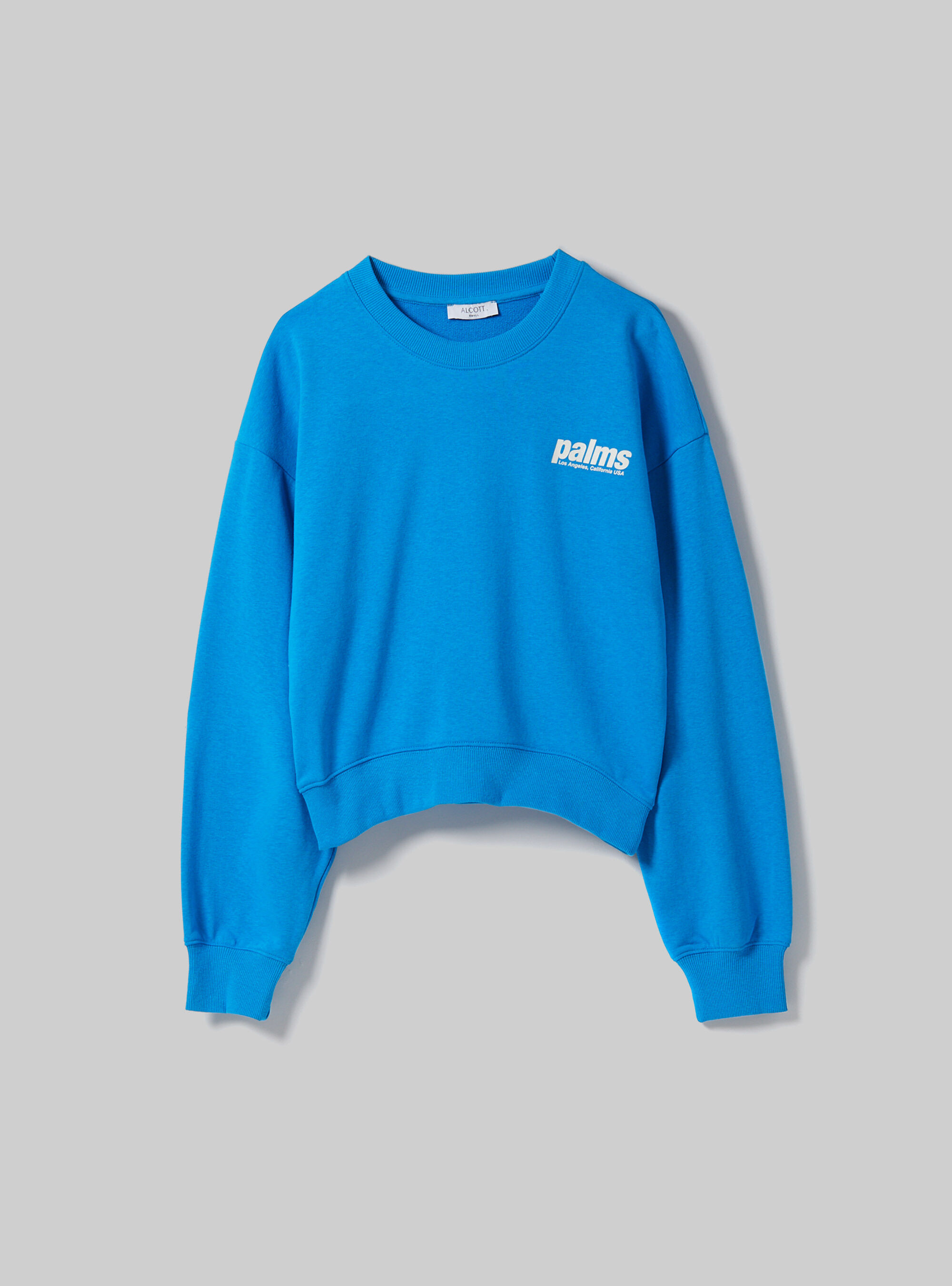 Cropped sweatshirt with lettering print, AZ2 AZZURRE MEDIUM