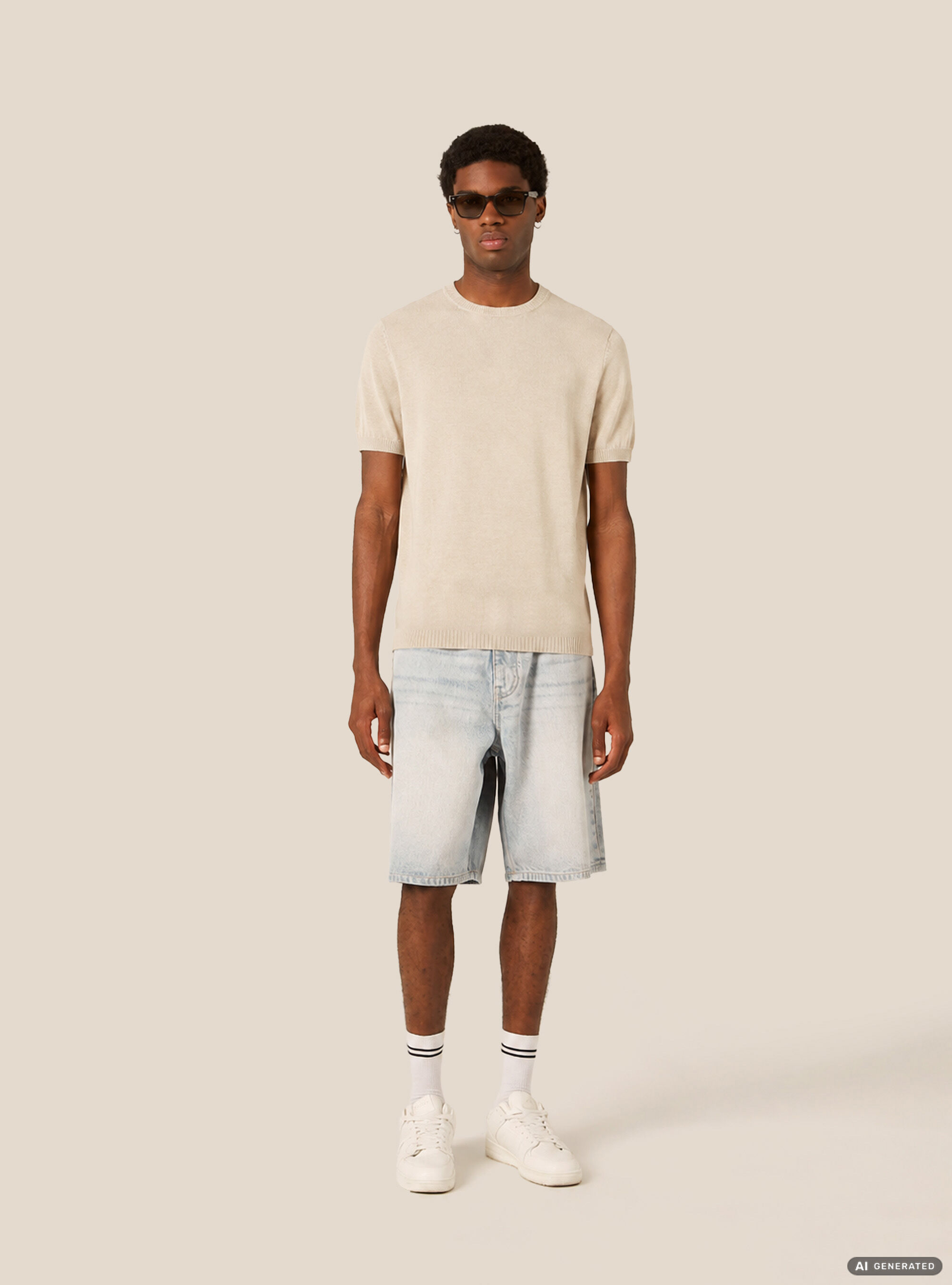 Kurz&auml;rmeliges leichtes Strick-T-Shirt