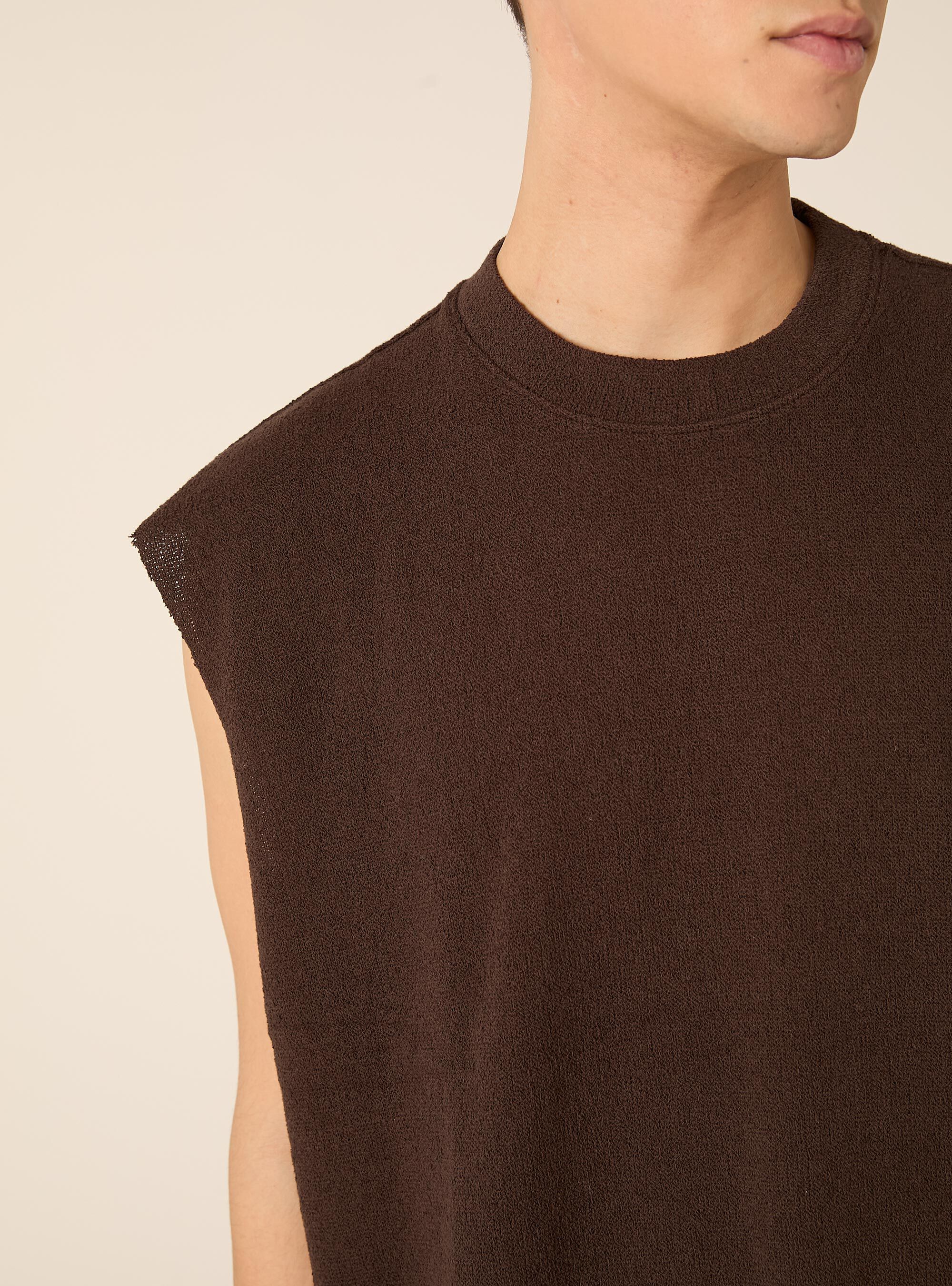 Canotta boxy fit  effetto maglia, BR1 BROWN DARK