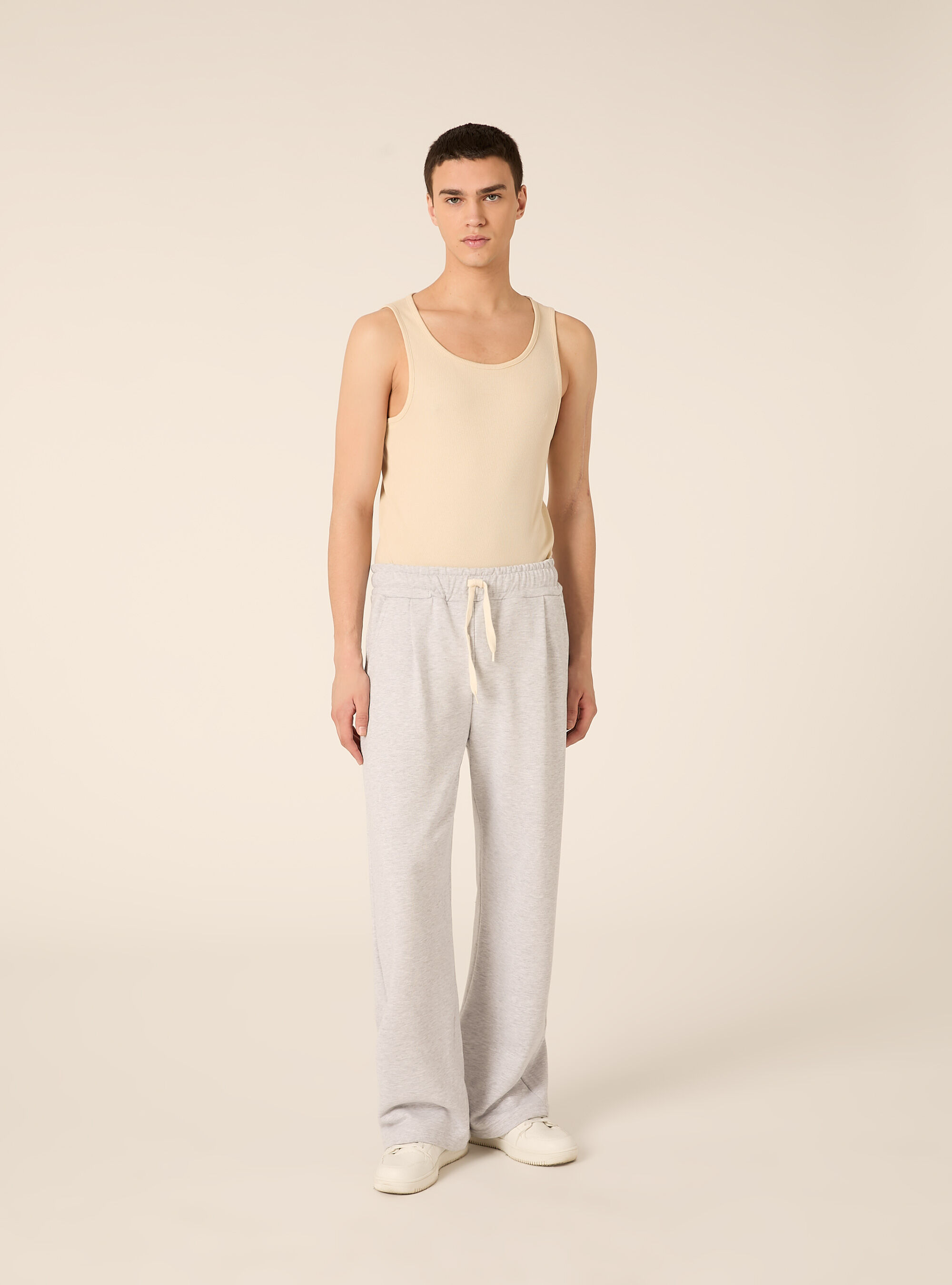 Wide leg jogger pants, MGY3 GREY MEL LIGHT