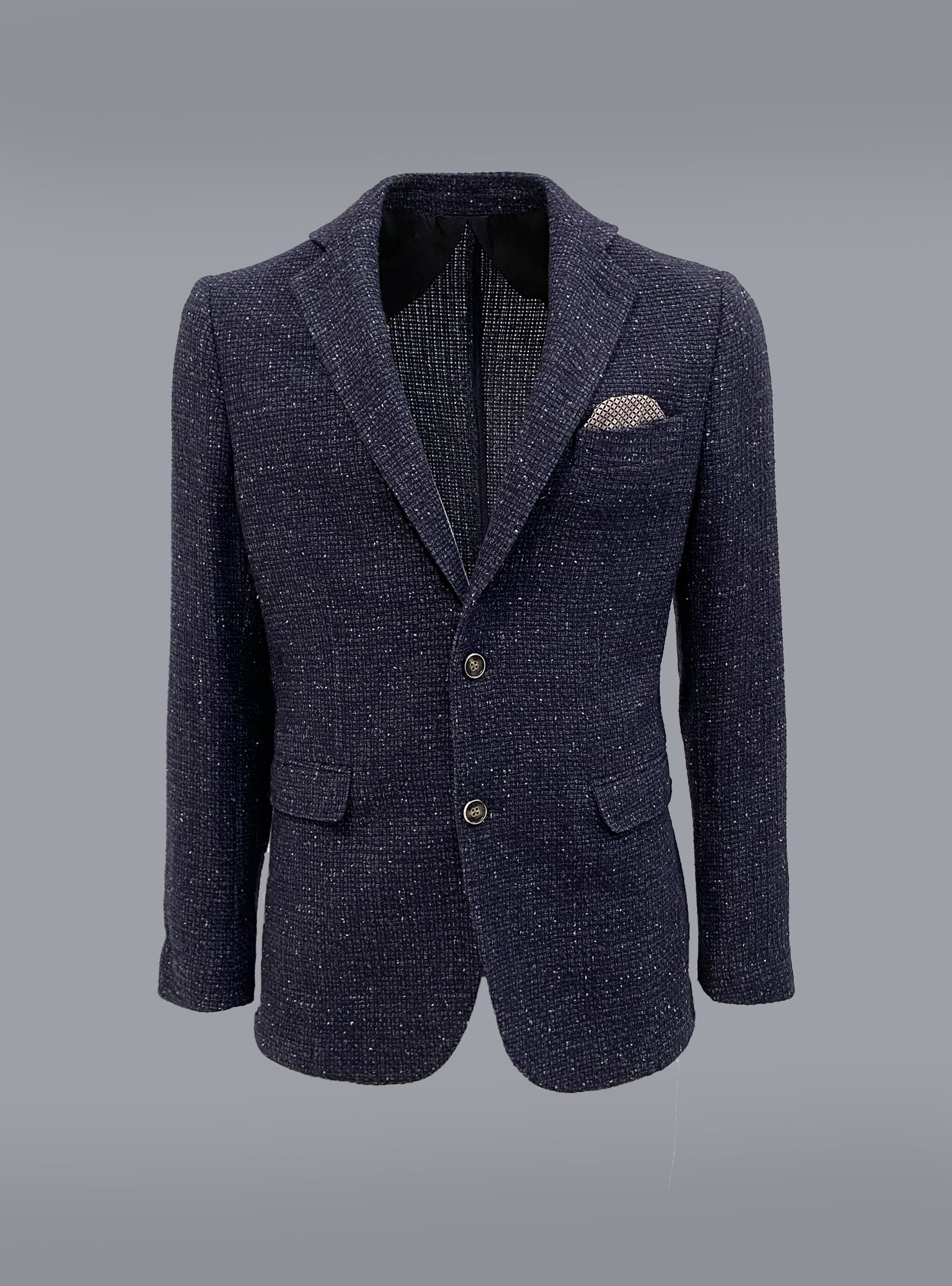 Blazer boucl&eacute; in misto lana, C0204 BLUE
