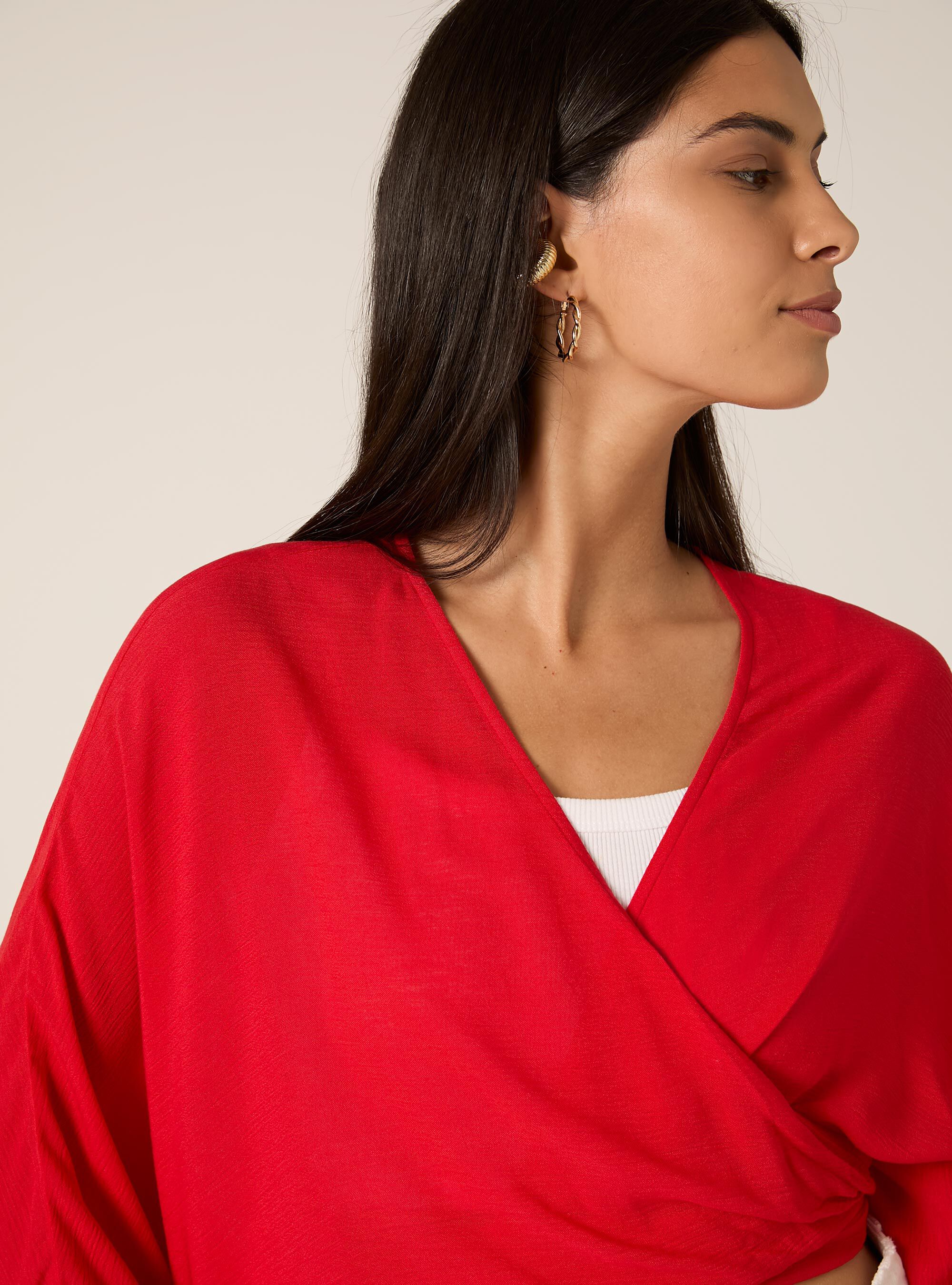 Blusa fluida con nodo, RD2 RED MEDIUM