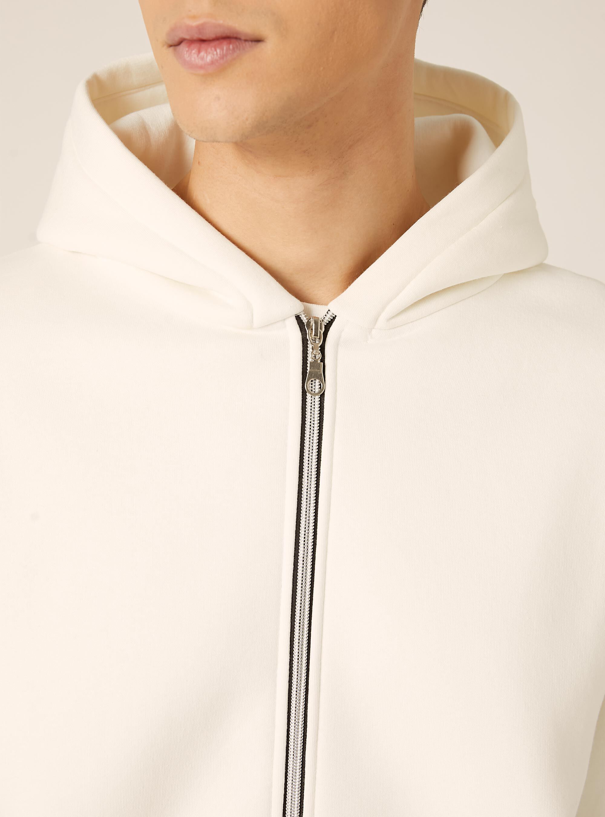Boxy fit zip-up hoodie, WH1 OFF WHITE
