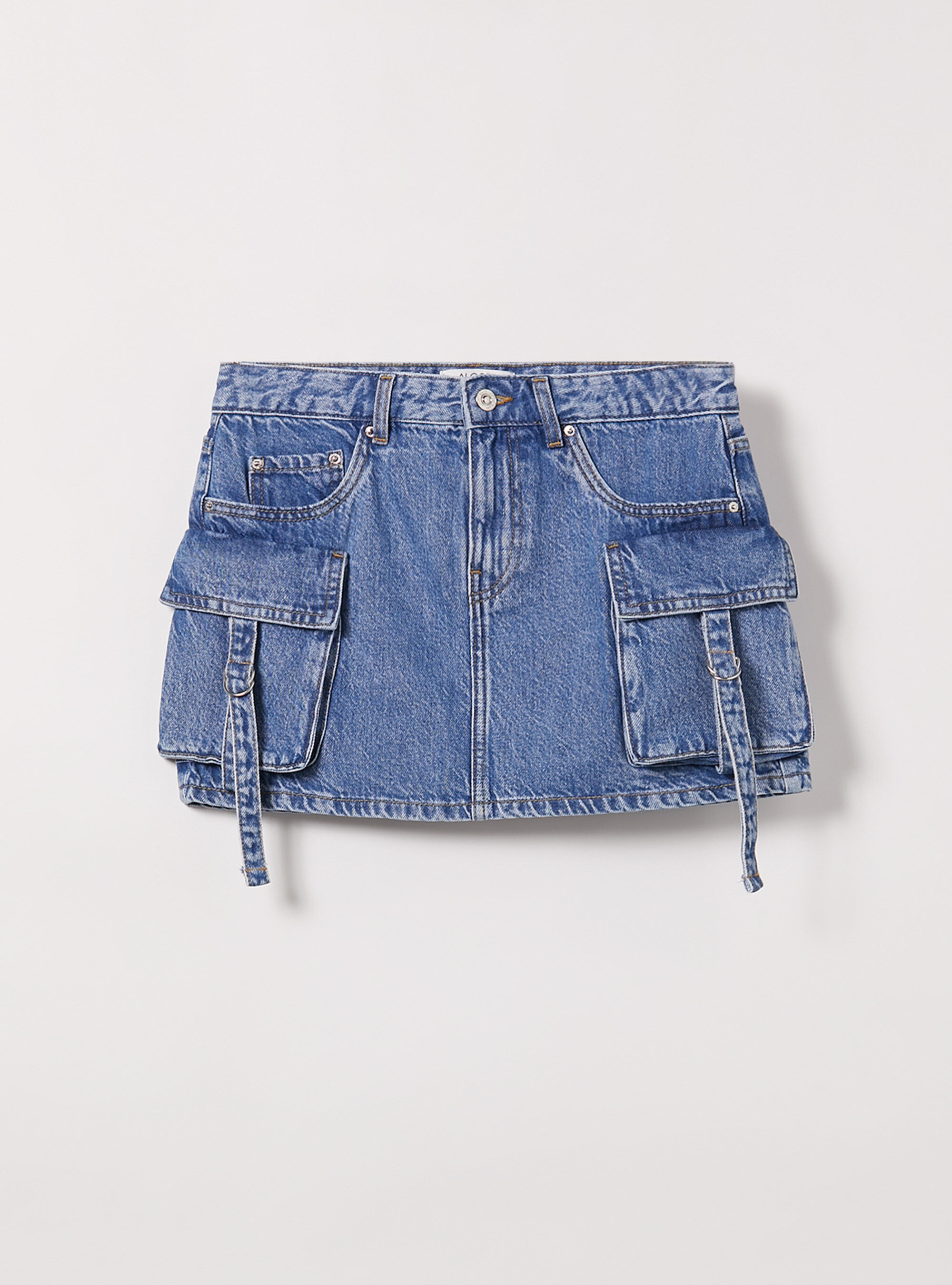 Denim cargo miniskirt, D003 MEDIUM BLUE