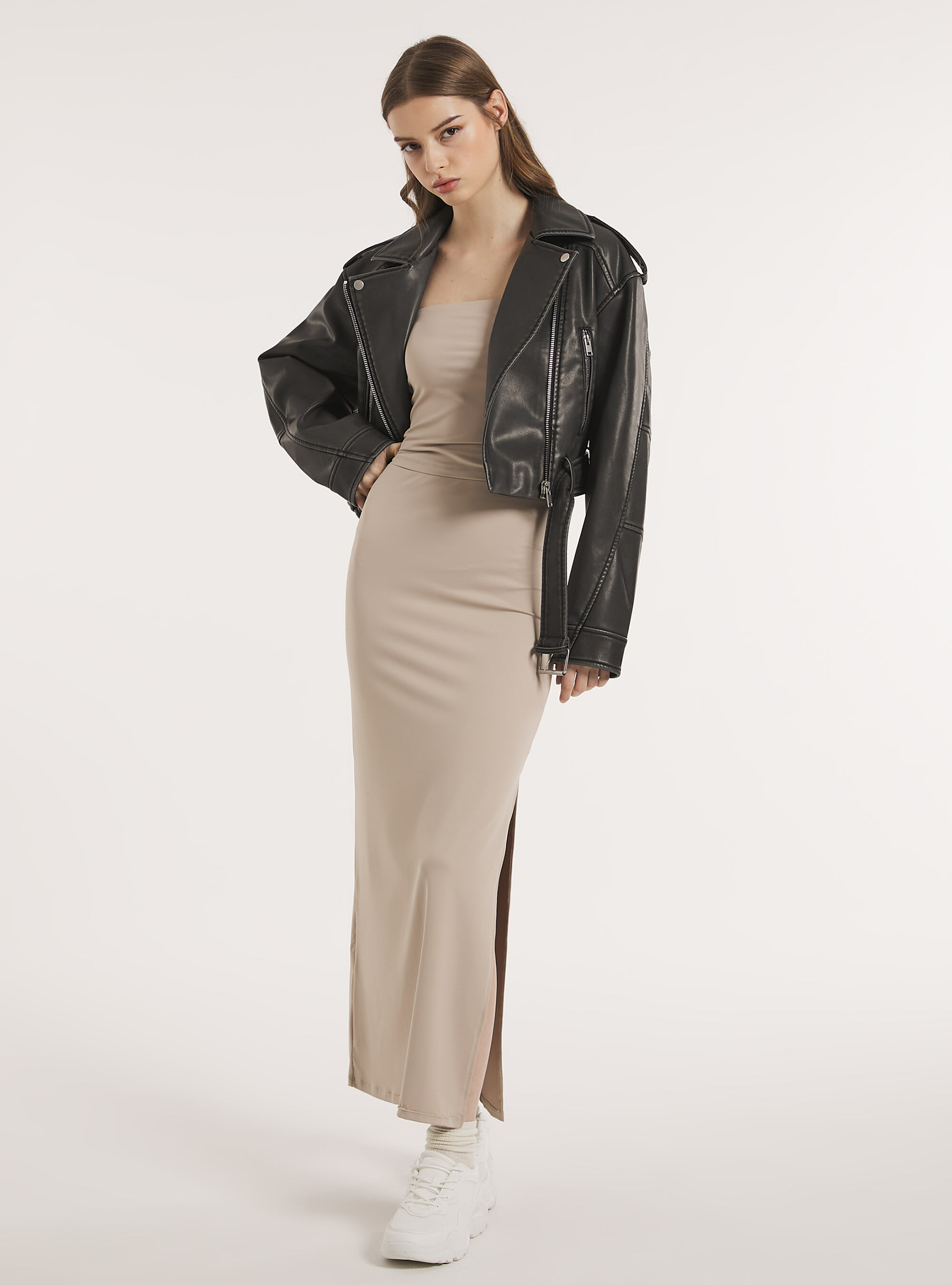 Top bandeau en jersey mono-extensible, BG3 BEIGE LIGHT