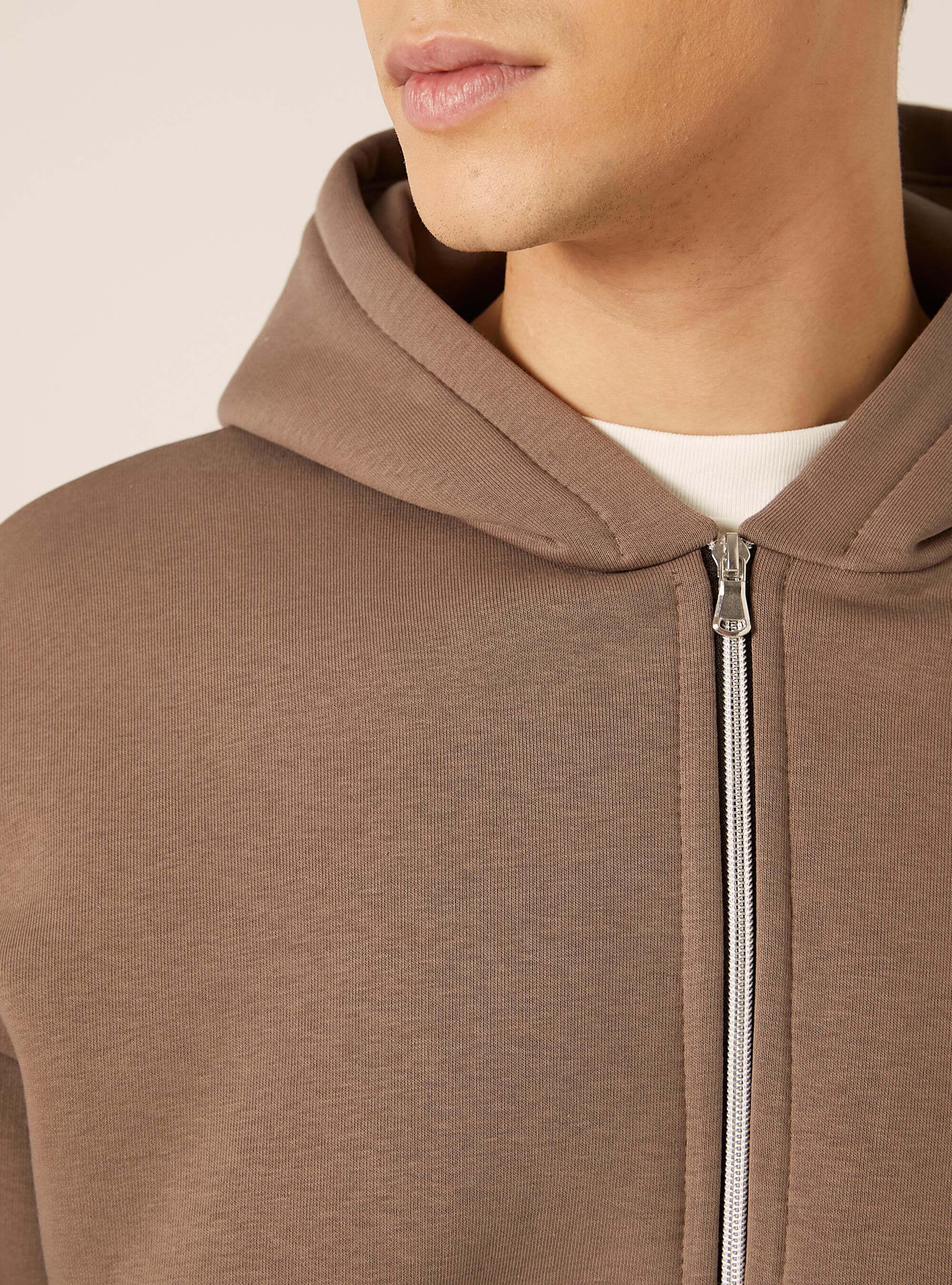 Boxy fit zip-up hoodie, BR2 BROWN MEDIUM