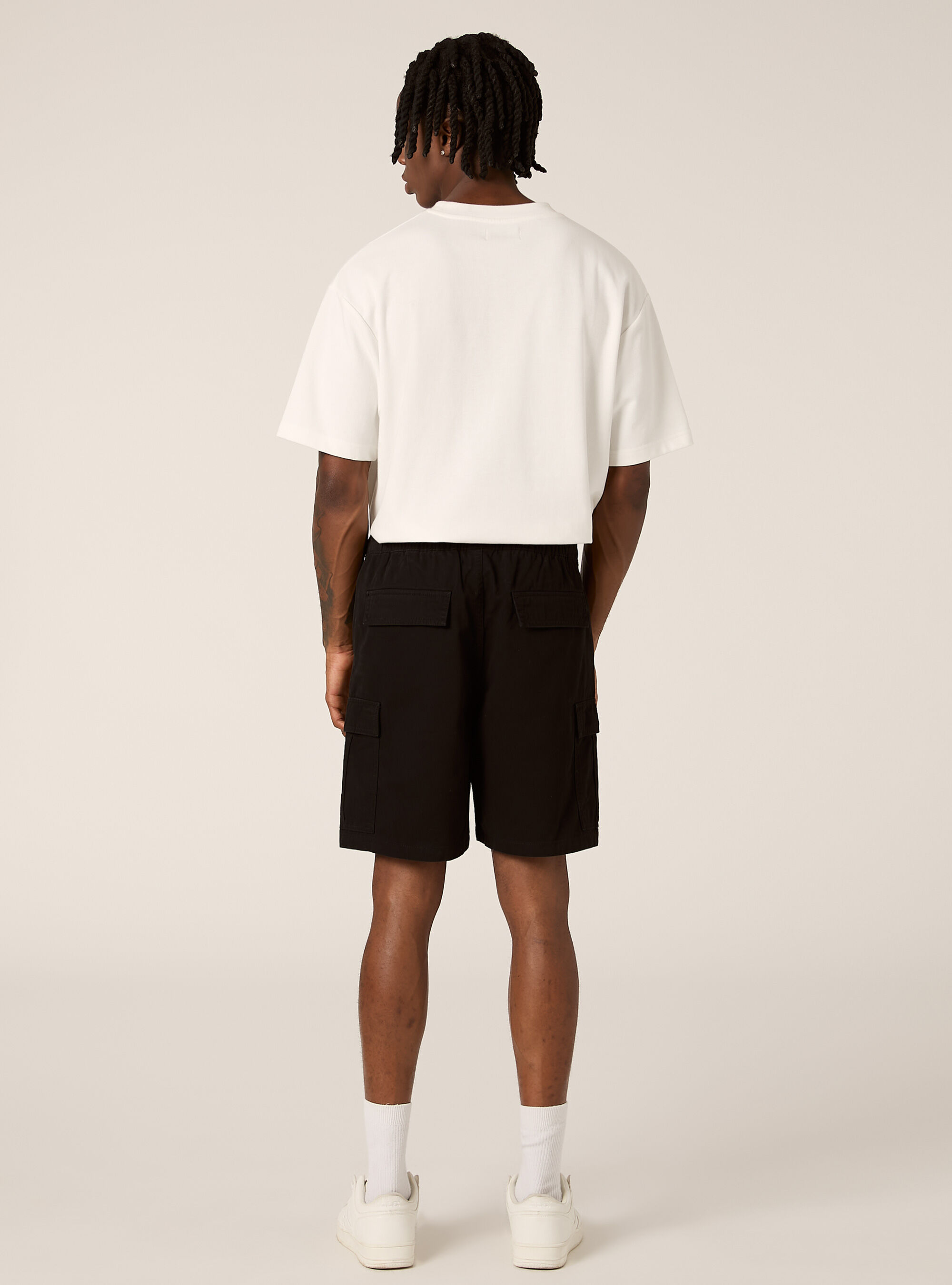 Cargo-Bermudashorts aus Twill mit Kordelzug, BK1 BLACK