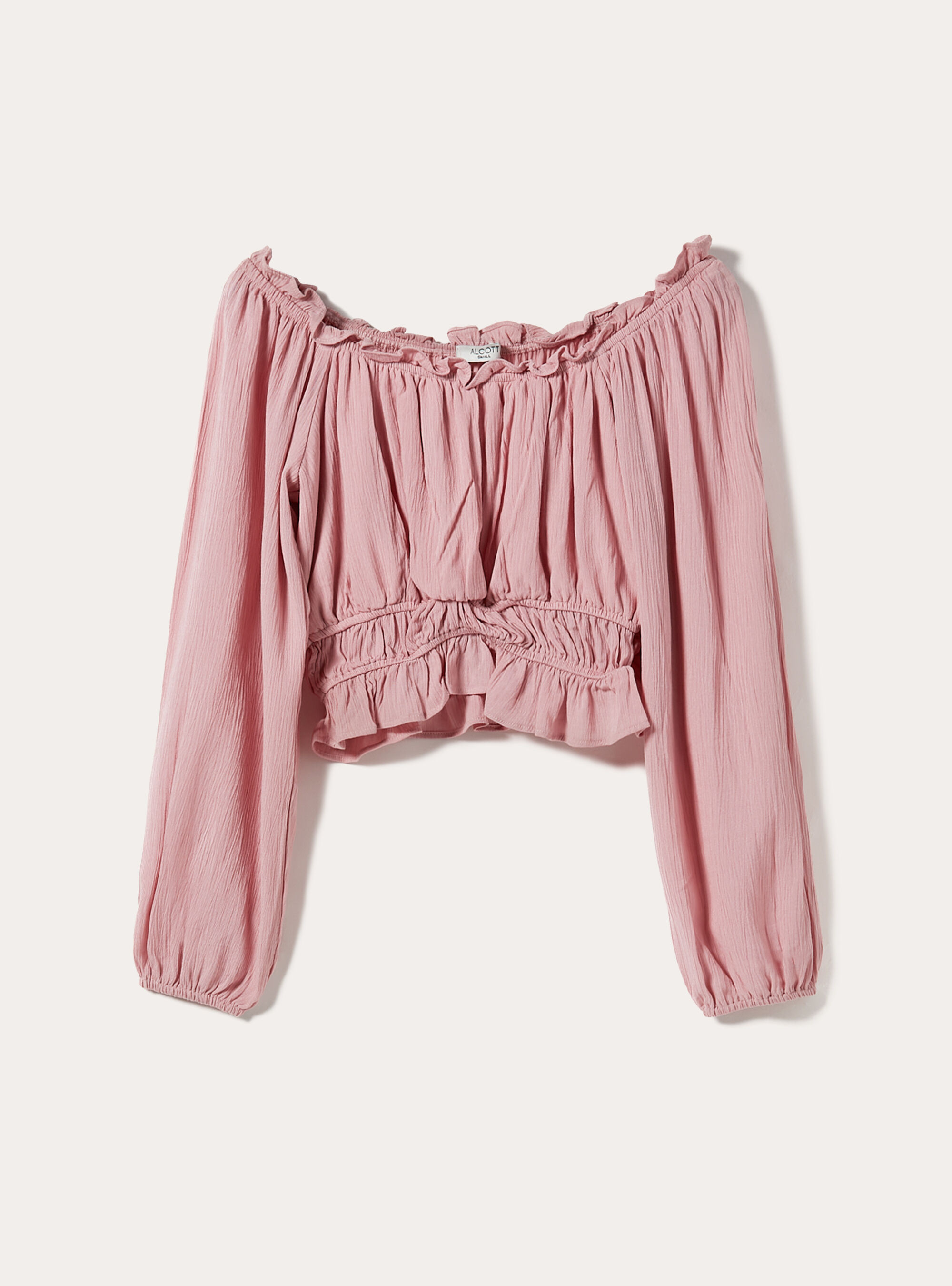 Cropped blouse with off the shoulder, PK2 PINK MEDIUM