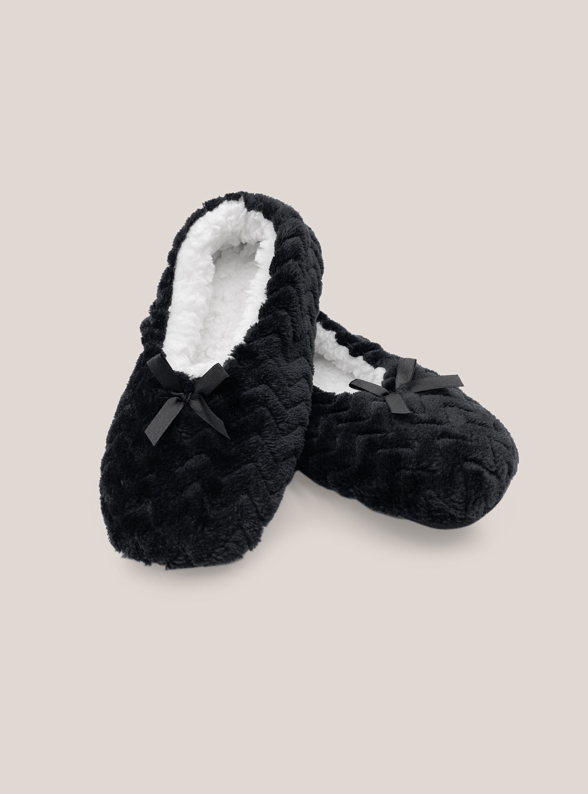 Slippers with bow, NEGRO