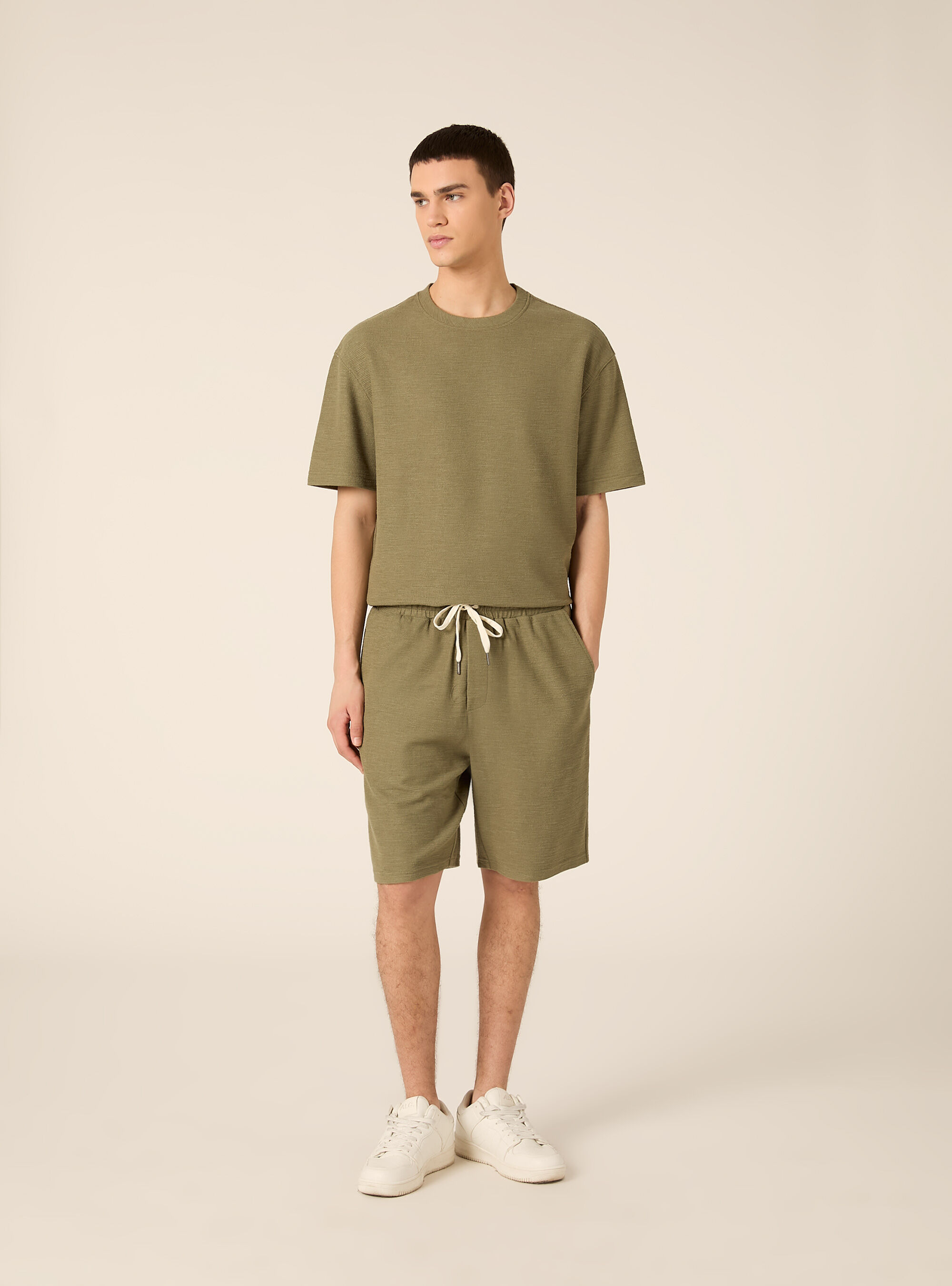 Bermuda   tessuto interlock waffle