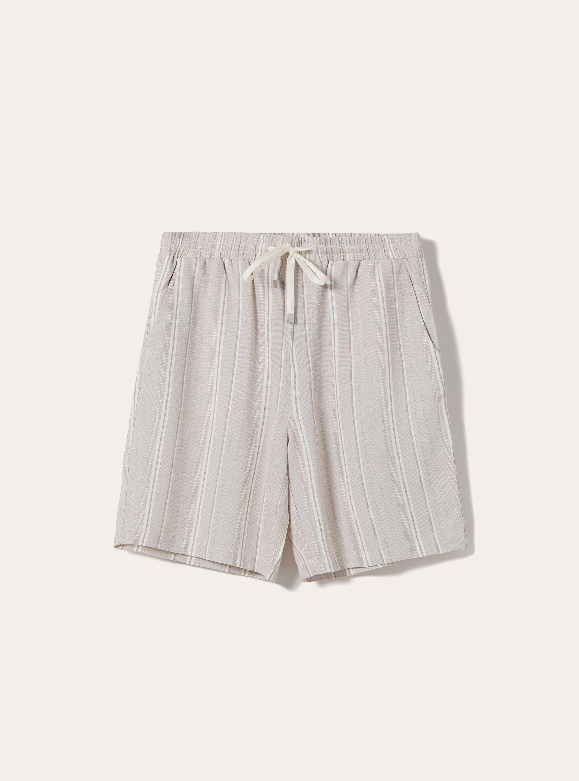 Bermuda in misto lino testurizzato, CR3 CREAM LIGHT