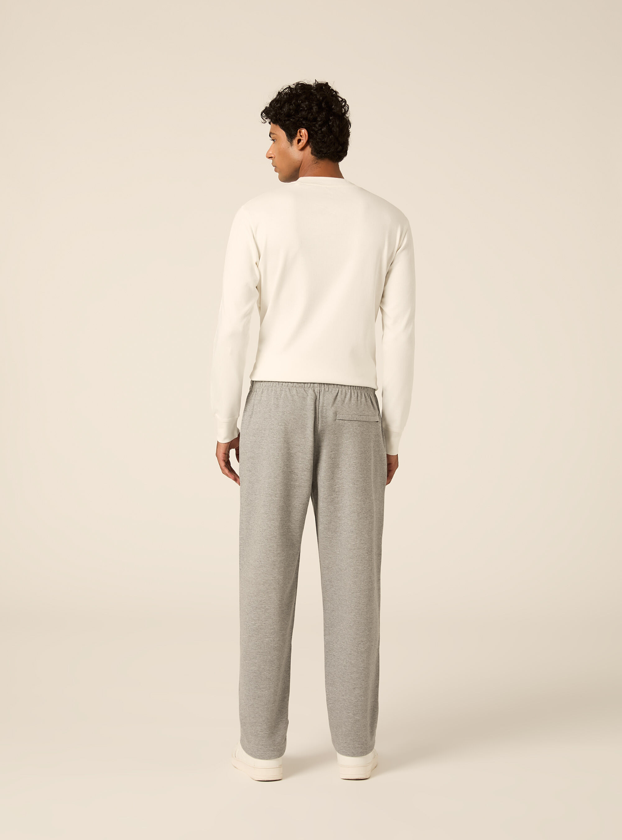 Straight leg interlock fabric jogger trousers, MGY2 GREY MEL MEDIUM