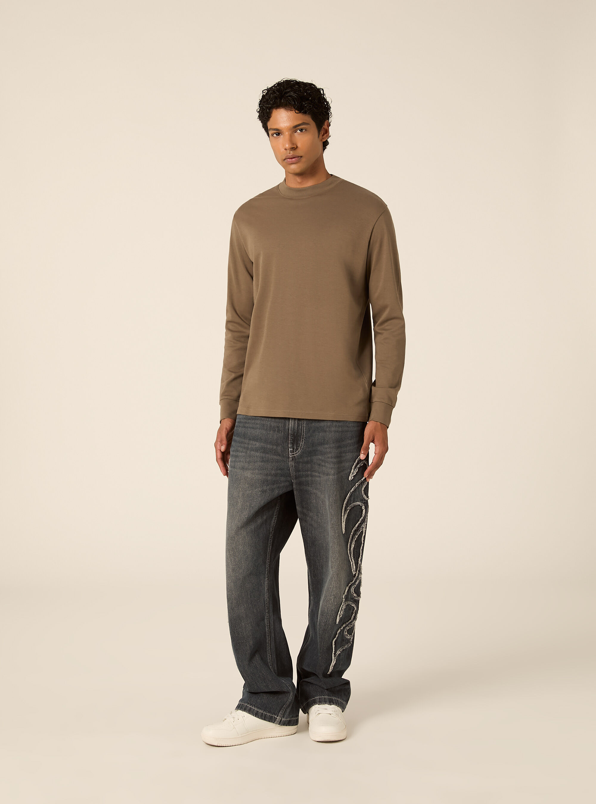 Maglia girocollo maniche lunghe interlock