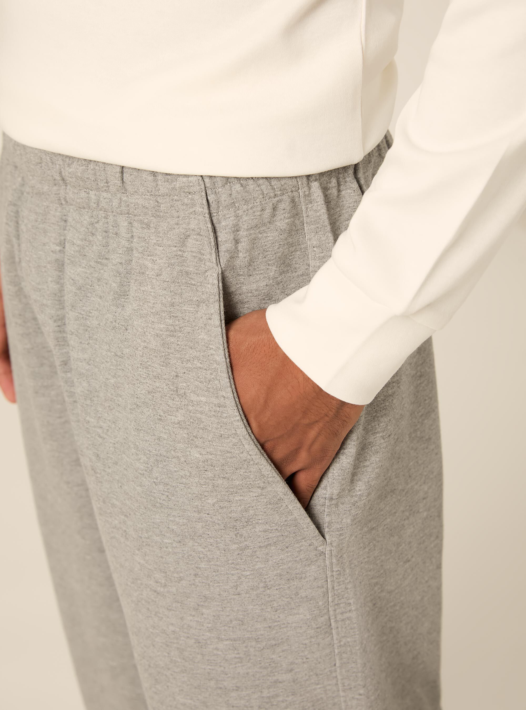 Straight leg interlock fabric jogger trousers, MGY2 GREY MEL MEDIUM