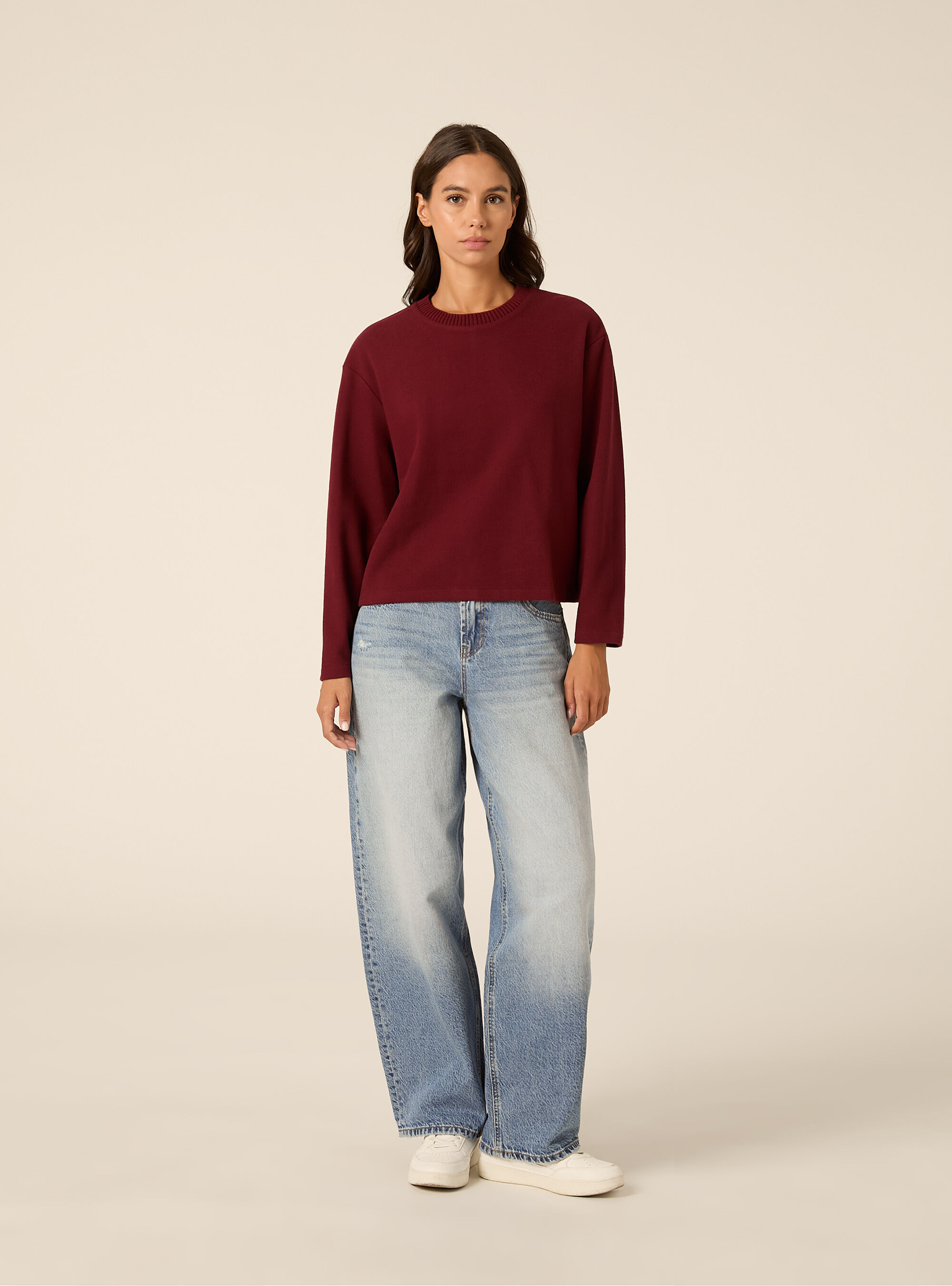 Maglia collo rotondo, BO1 BORDEAUX DARK