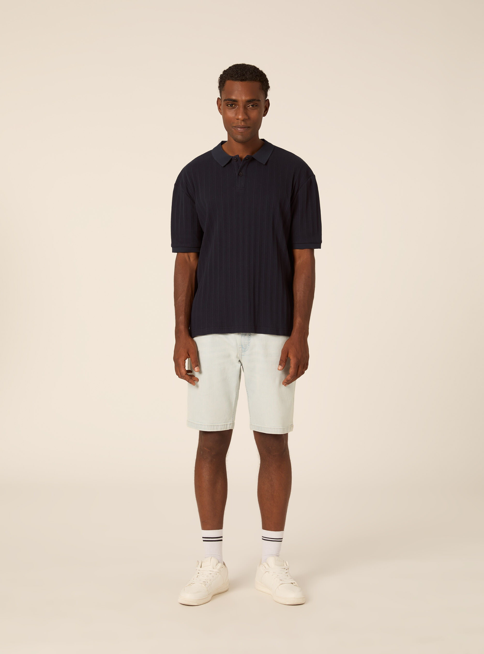 Polo en Jersey Structur&eacute; Coupe Regular Fit, NA1 NAVY DARK
