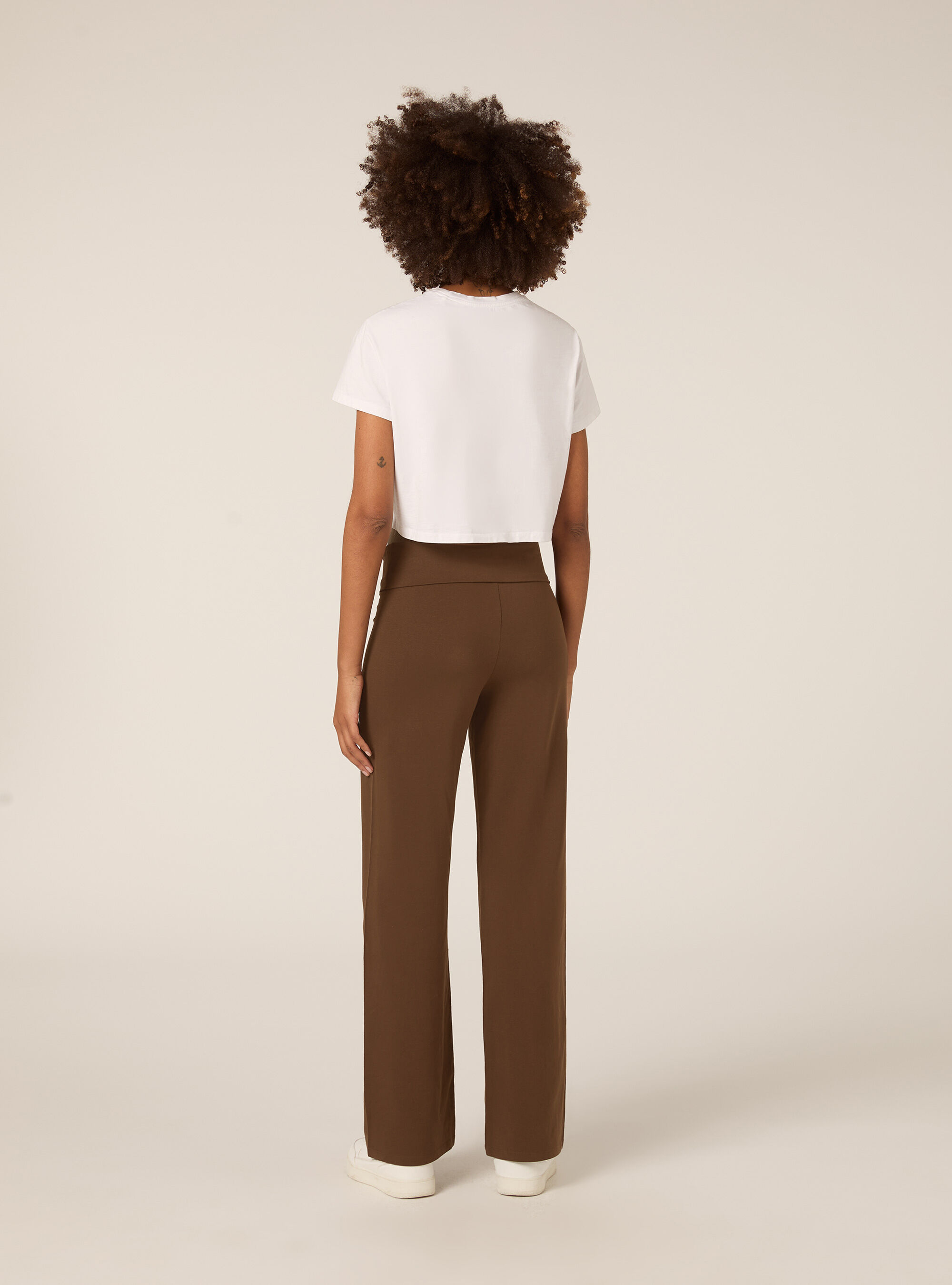 Leggings with cuffed waist, BR1 BROWN DARK